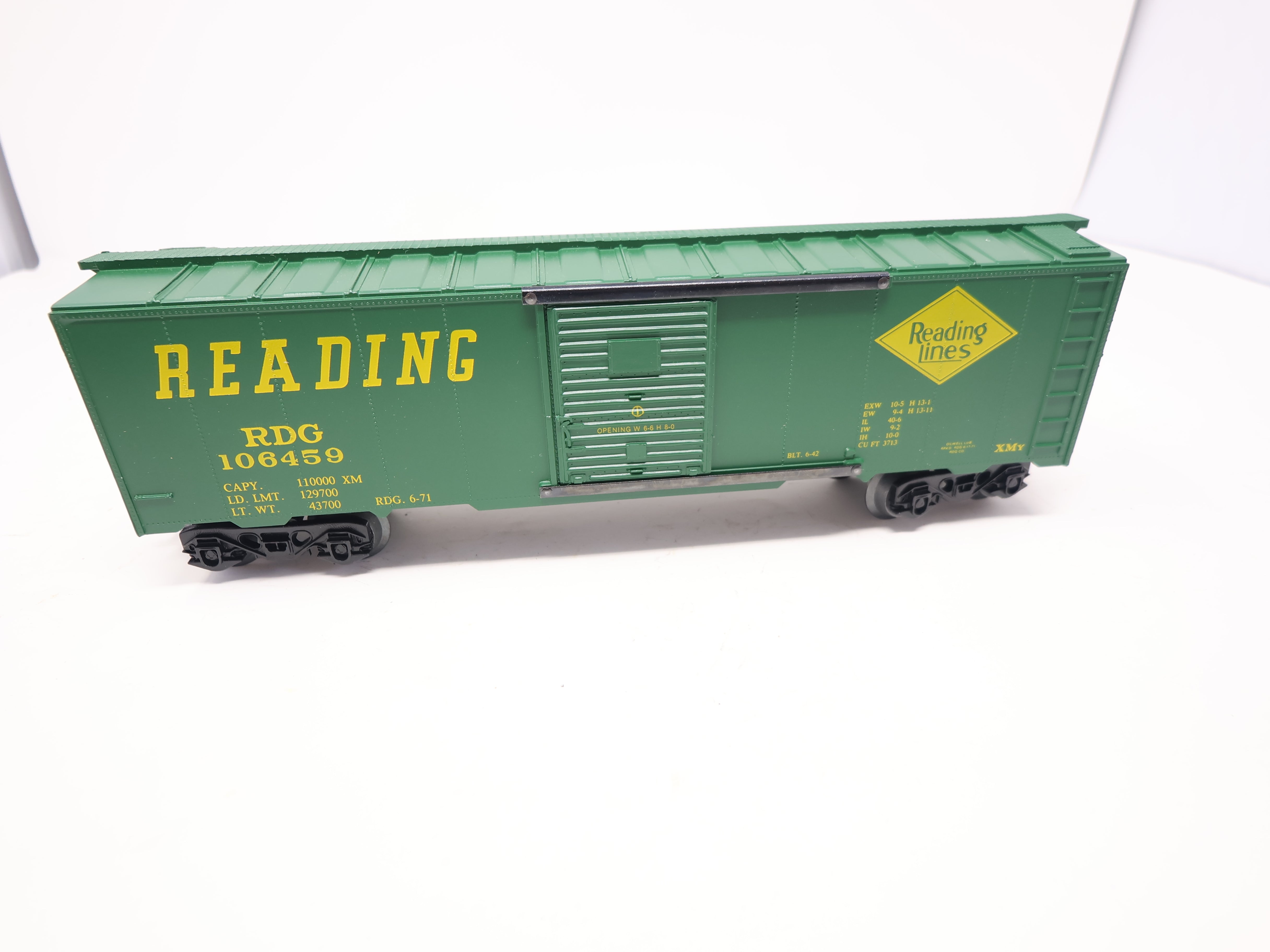 USED O, Box Car Green, Reading RDG #106459, Franks Roundhouse Custom Painted Car