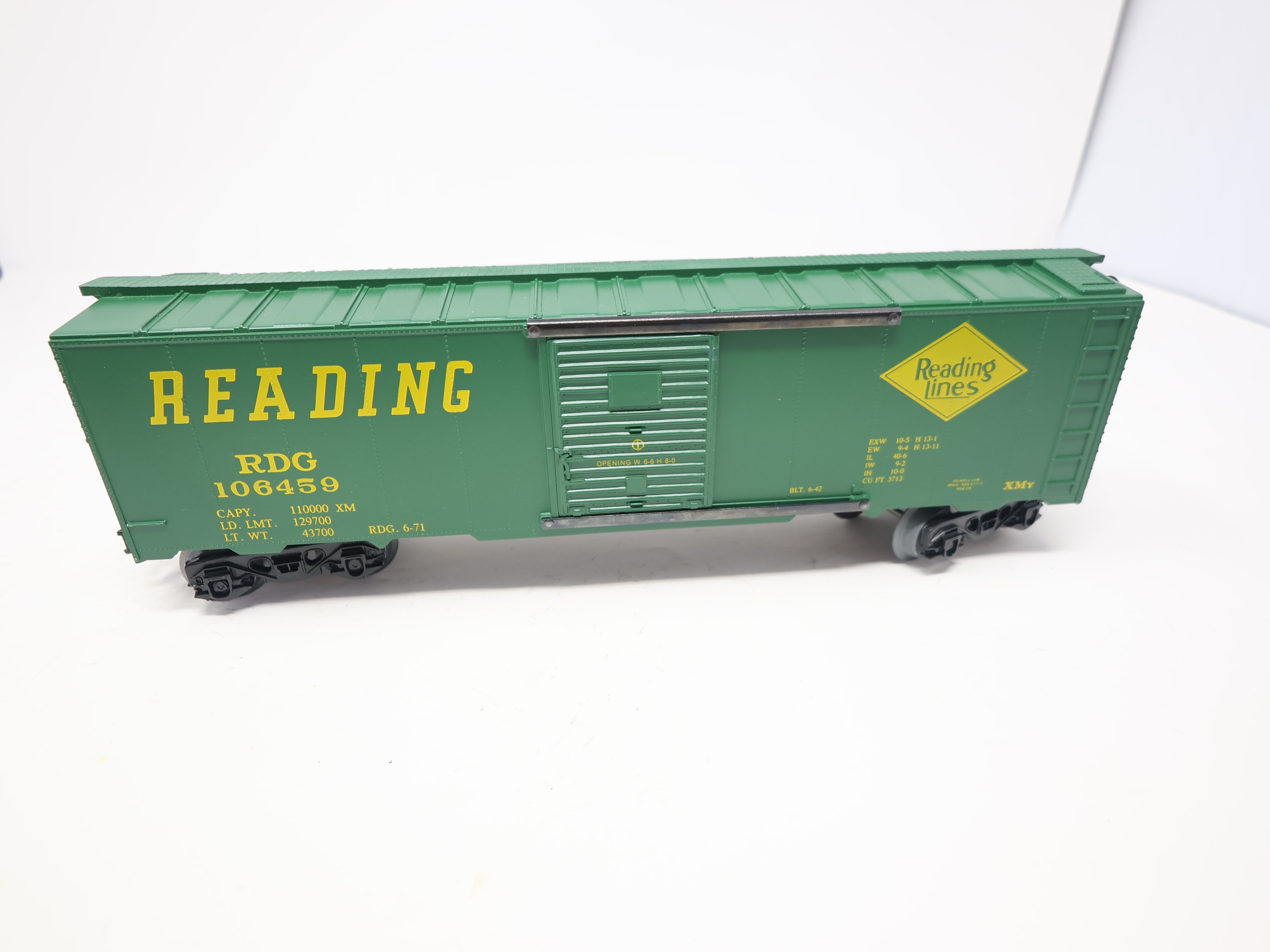 USED O, Box Car Green, Reading RDG #106459, Franks Roundhouse Custom Painted Car