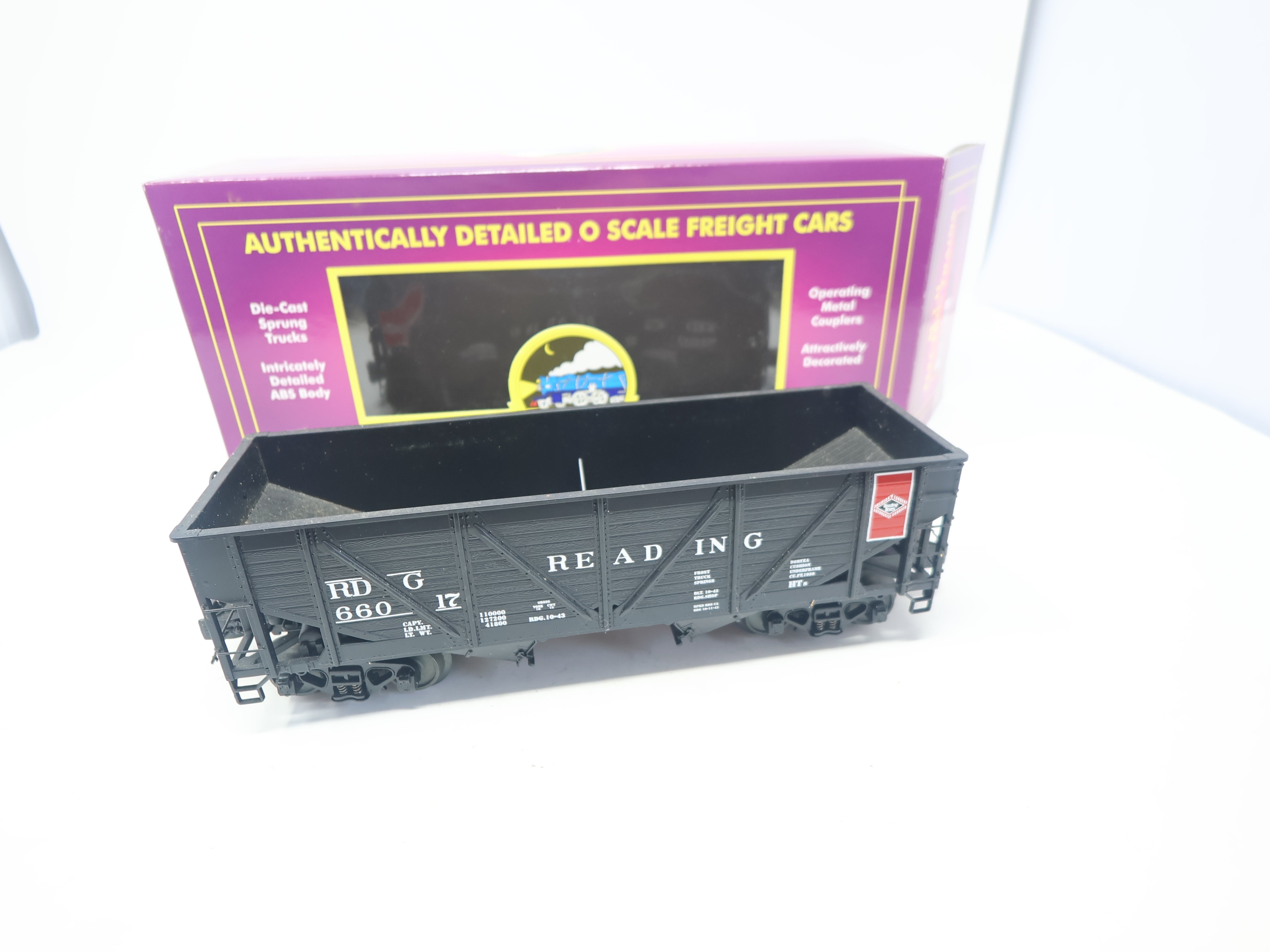 USED MTH Premier 20-90182 O, 34' AAR Composite Hopper, Reading RDG #66017