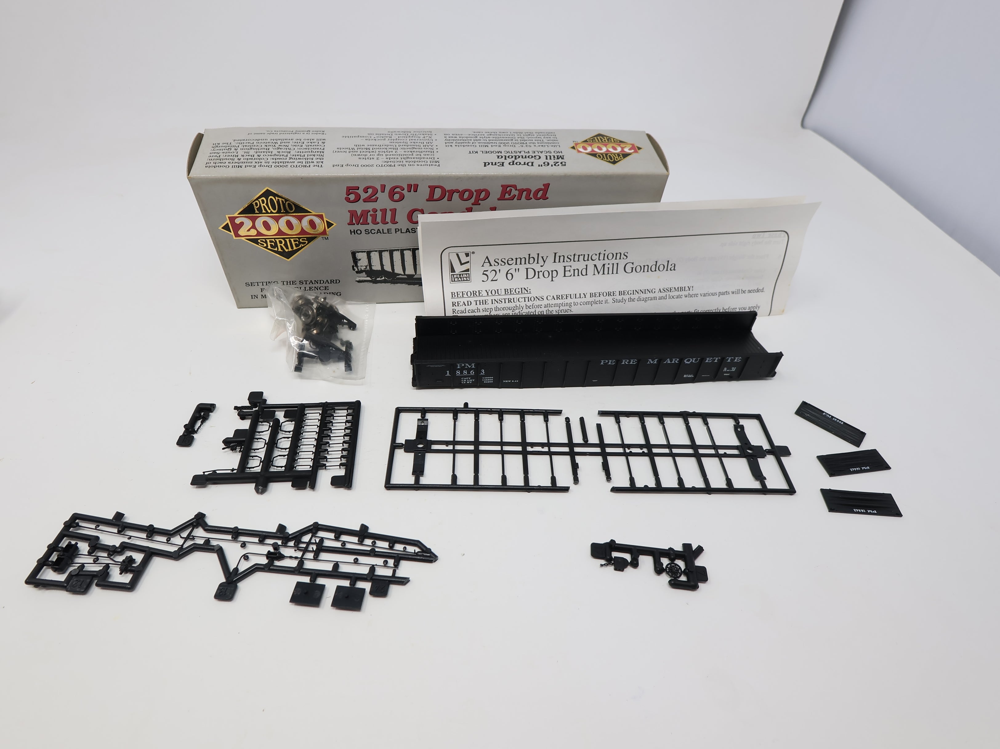 USED Life-Like HO Scale 52'6" Drop End Mill Gondola Pere Marquette PM #18863 Proto2000 KIT