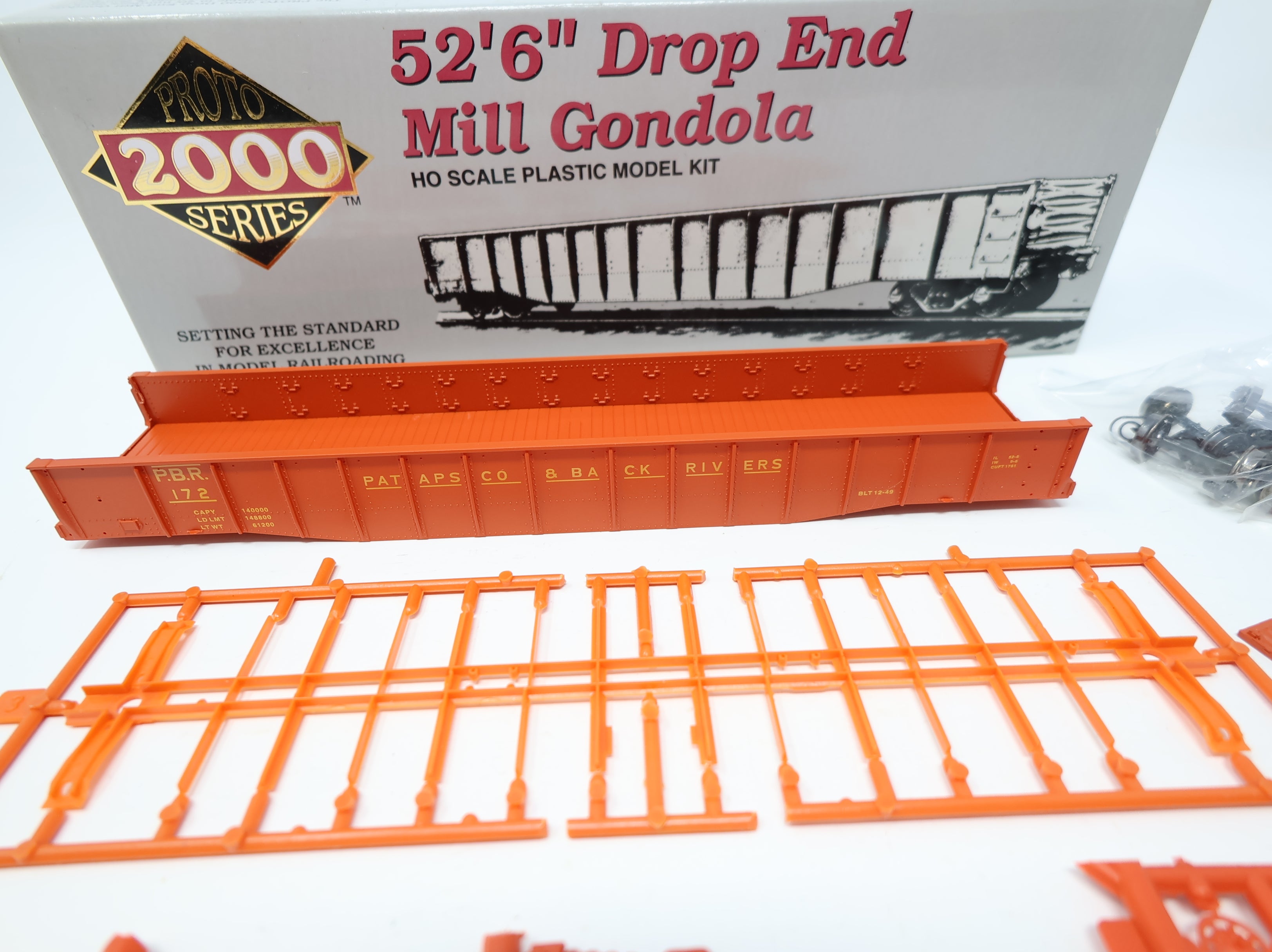 USED Life-Like 8474 HO Scale 52'6" Drop End Mill Gondola Patapsco and Back Rivers P&BR #172 Proto2000 KIT