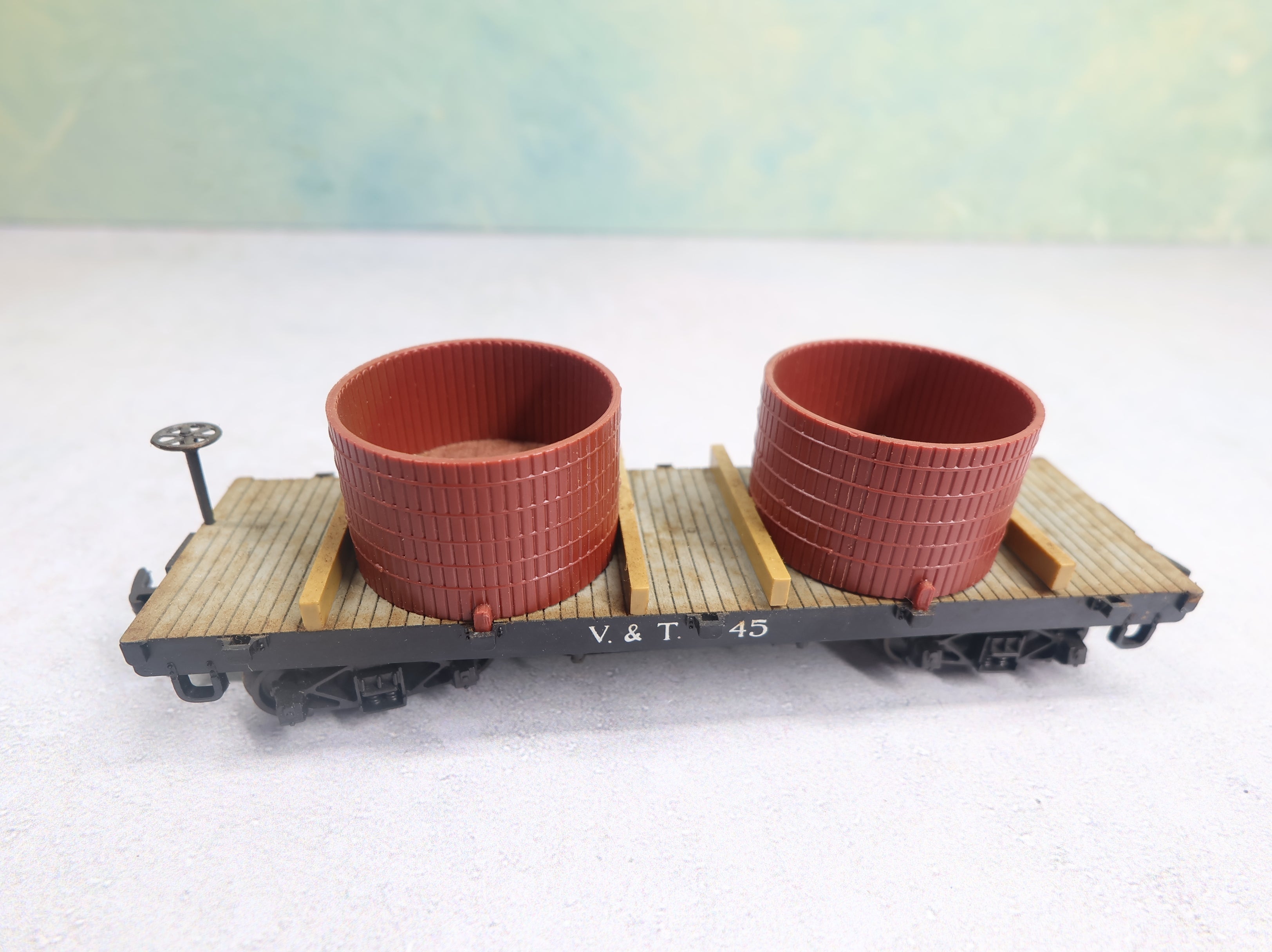 USED Pocher HO Scale Old Time Flat w/ Tanks Virginia and Truckee Railroad V&T #45