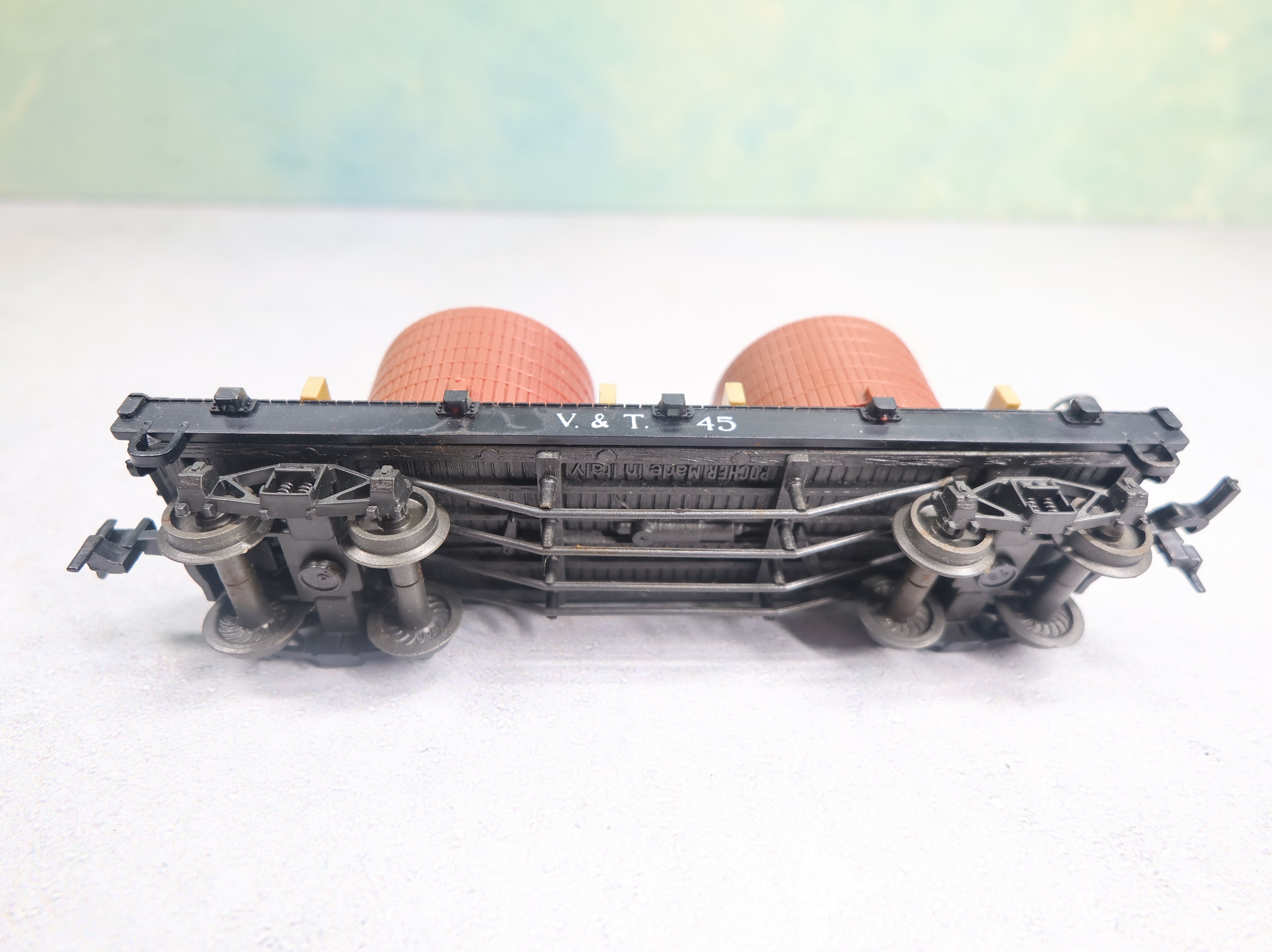 USED Pocher HO Scale Old Time Flat w/ Tanks Virginia and Truckee Railroad V&T #45