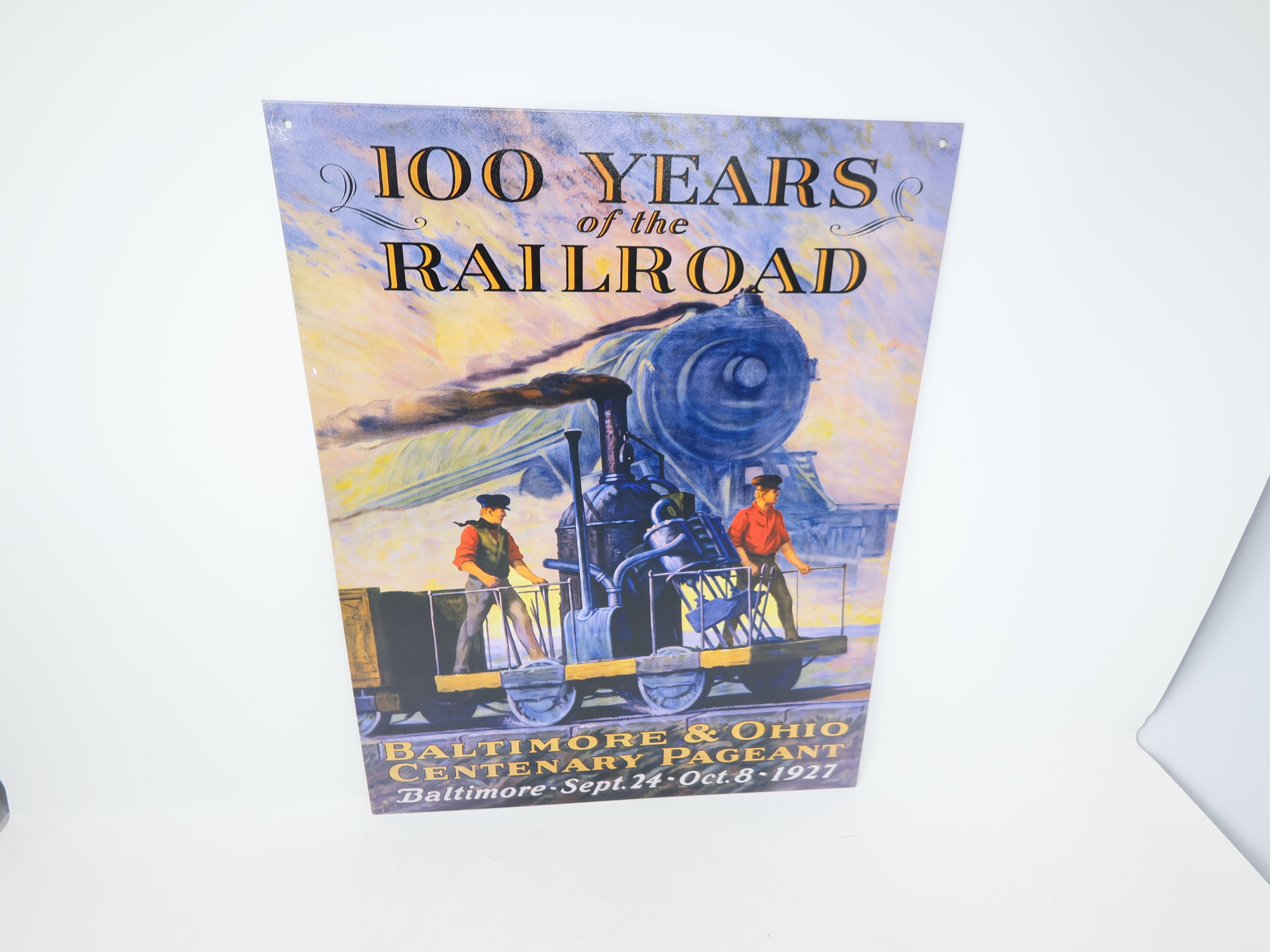 USED , B&O Centenary Pageant 1927 Tin Sign (Approx 16 x 12.5")