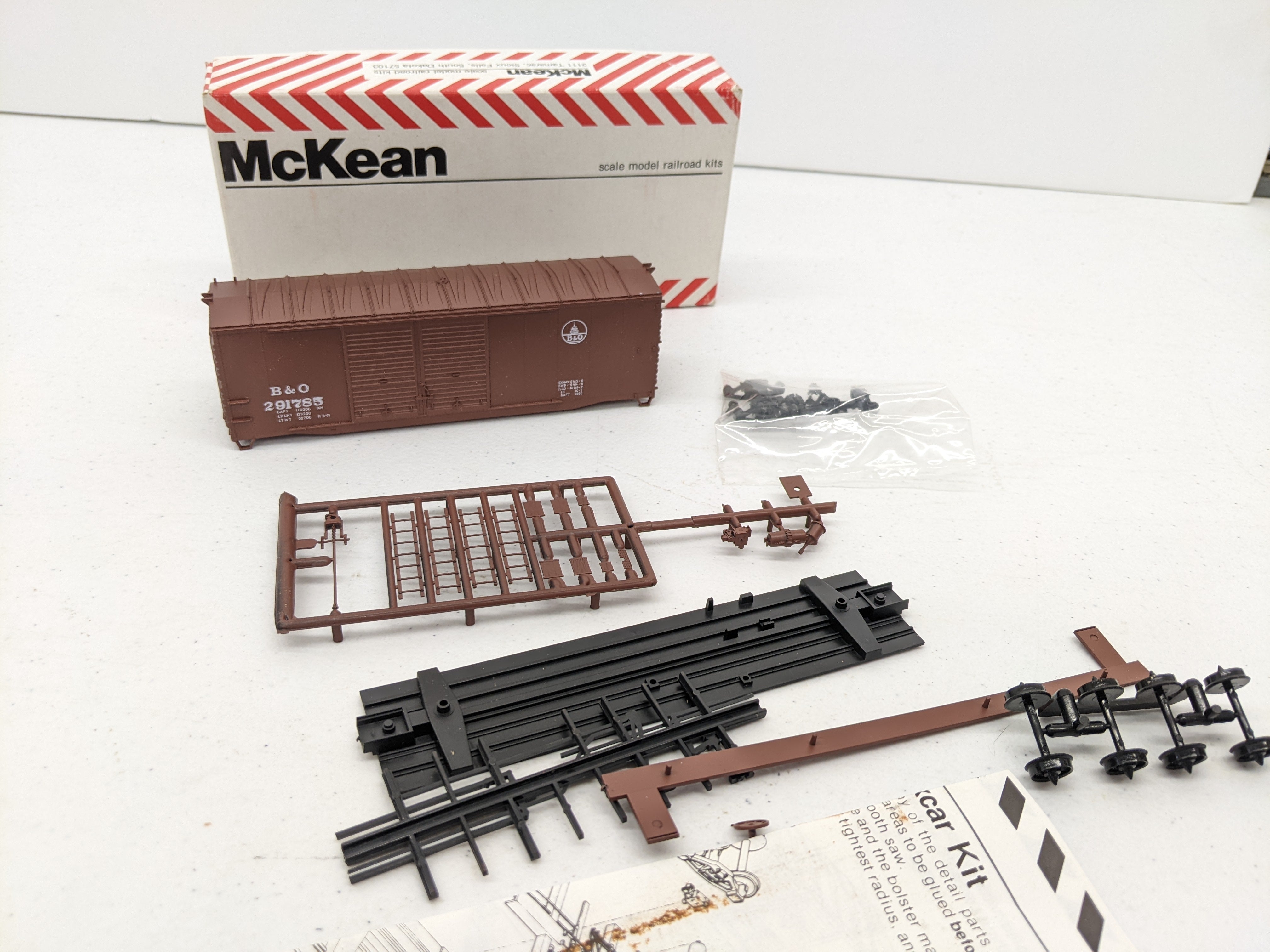 USED MCKEAN 306 HO Scale, 40' Double Door Box Car, Baltimore and Ohio BO #291785, Kit