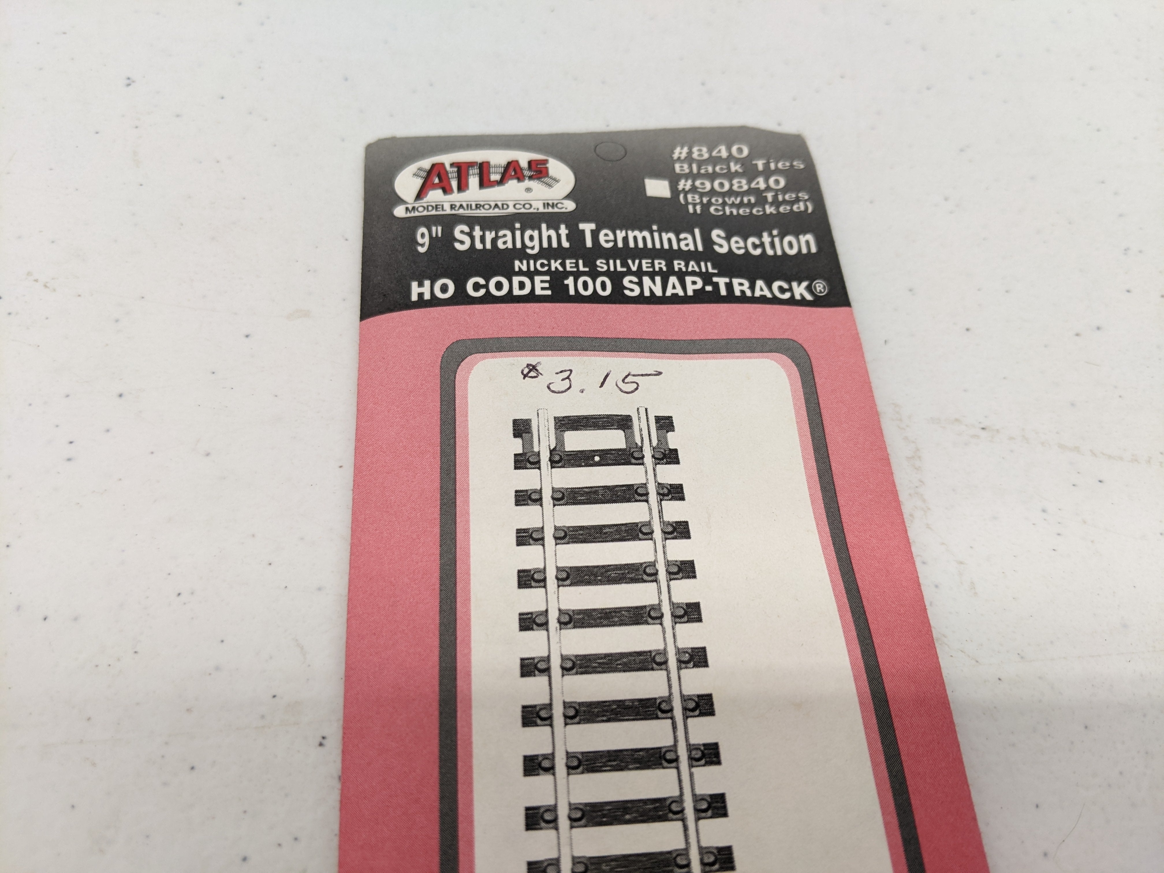Atlas 840 HO Scale, 9" Straight Terminal Section Nickle Silver Code 100 Track