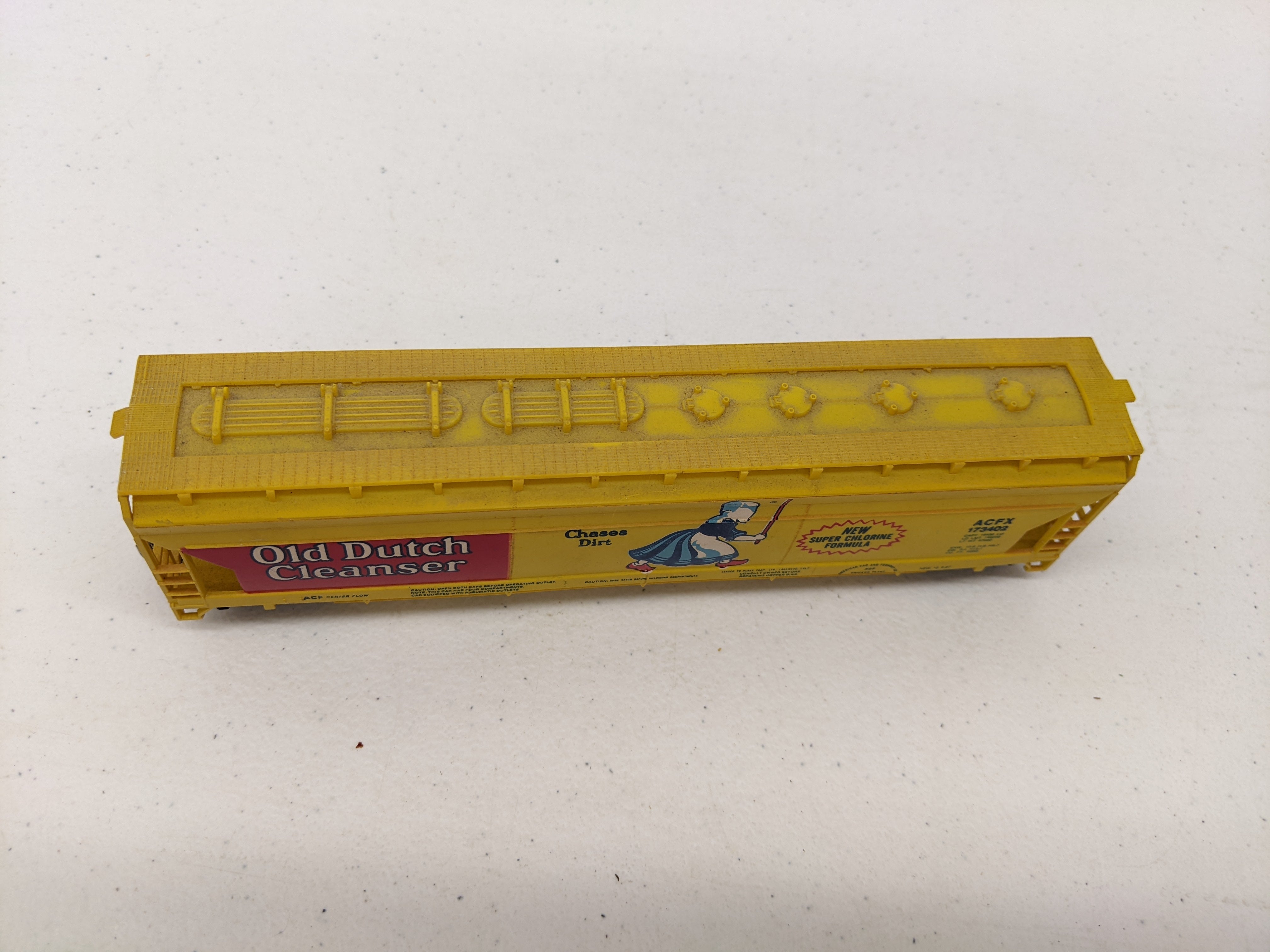 USED Tyco HO Scale, ACF Center Flow Hopper Car, Old Dutch Cleanser ACFX #173402