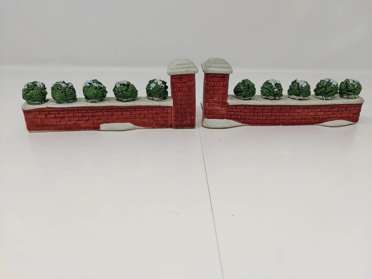 USED Lemax Dickensvale Porcelain Brick Wall Set of 6