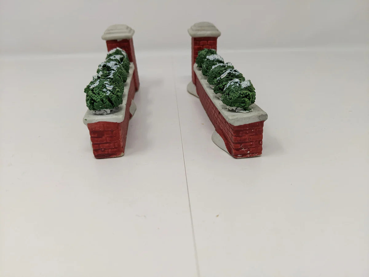 USED Lemax Dickensvale Porcelain Brick Wall Set of 6