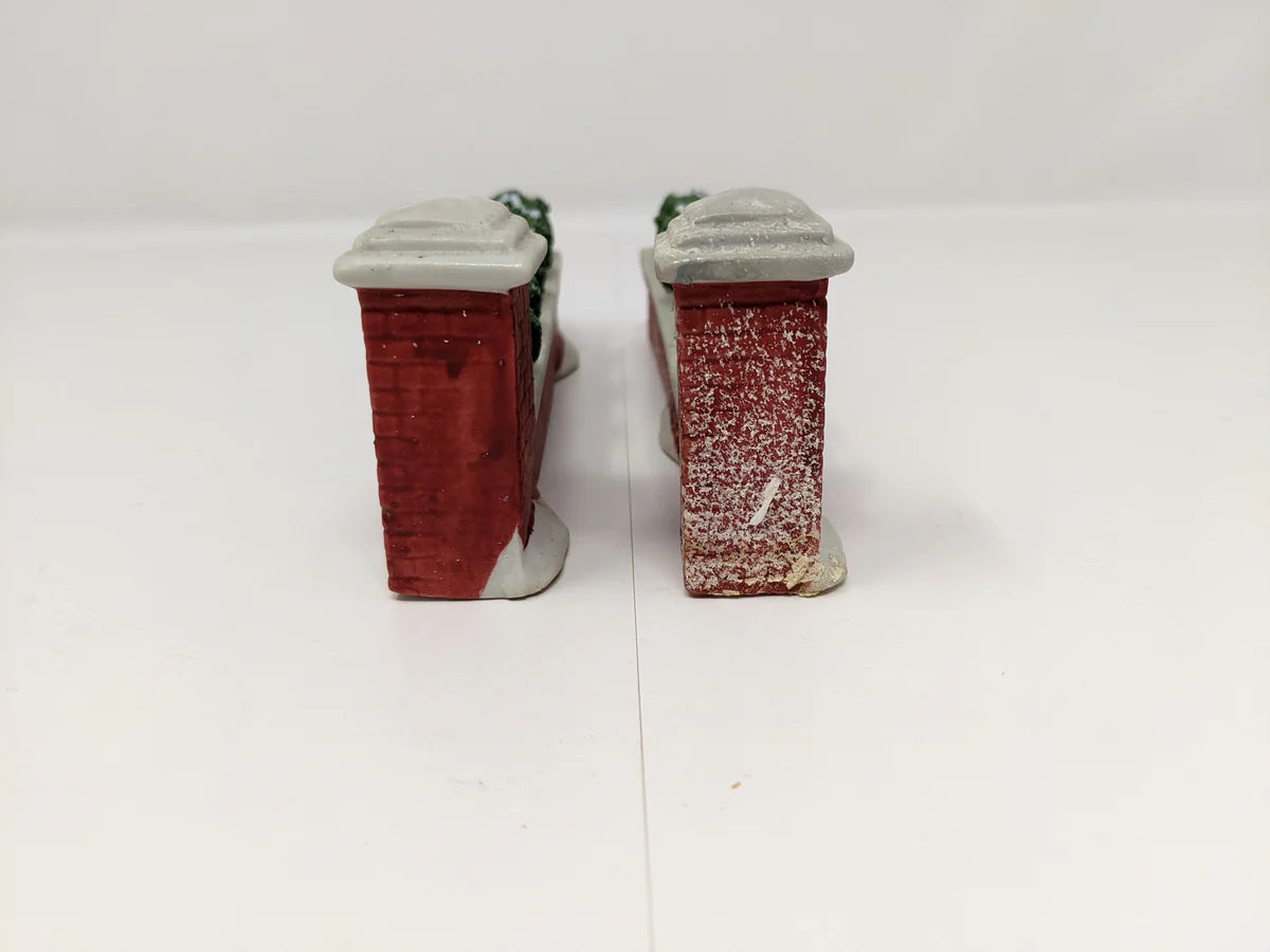 USED Lemax Dickensvale Porcelain Brick Wall Set of 6