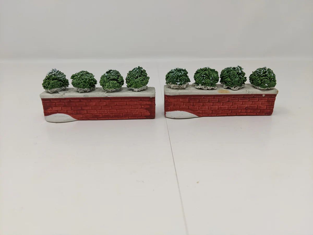 USED Lemax Dickensvale Porcelain Brick Wall Set of 6