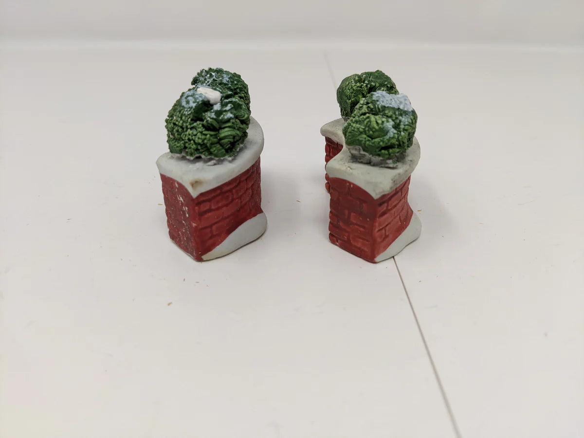 USED Lemax Dickensvale Porcelain Brick Wall Set of 6