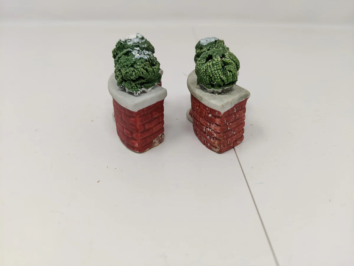 USED Lemax Dickensvale Porcelain Brick Wall Set of 6