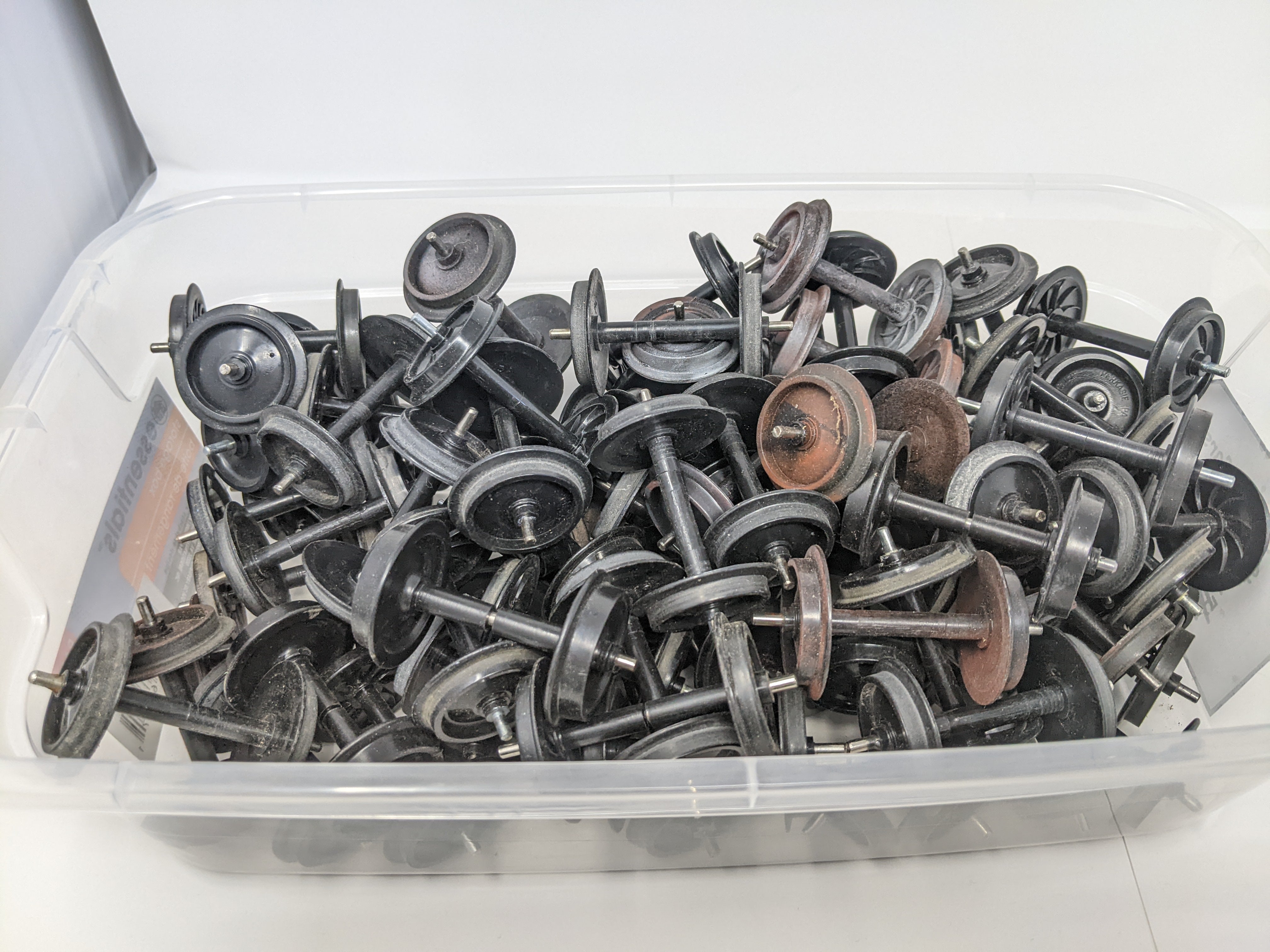 USED G Scale, Large Lot of Plastic Axels, Wheels and trucks (See Description)