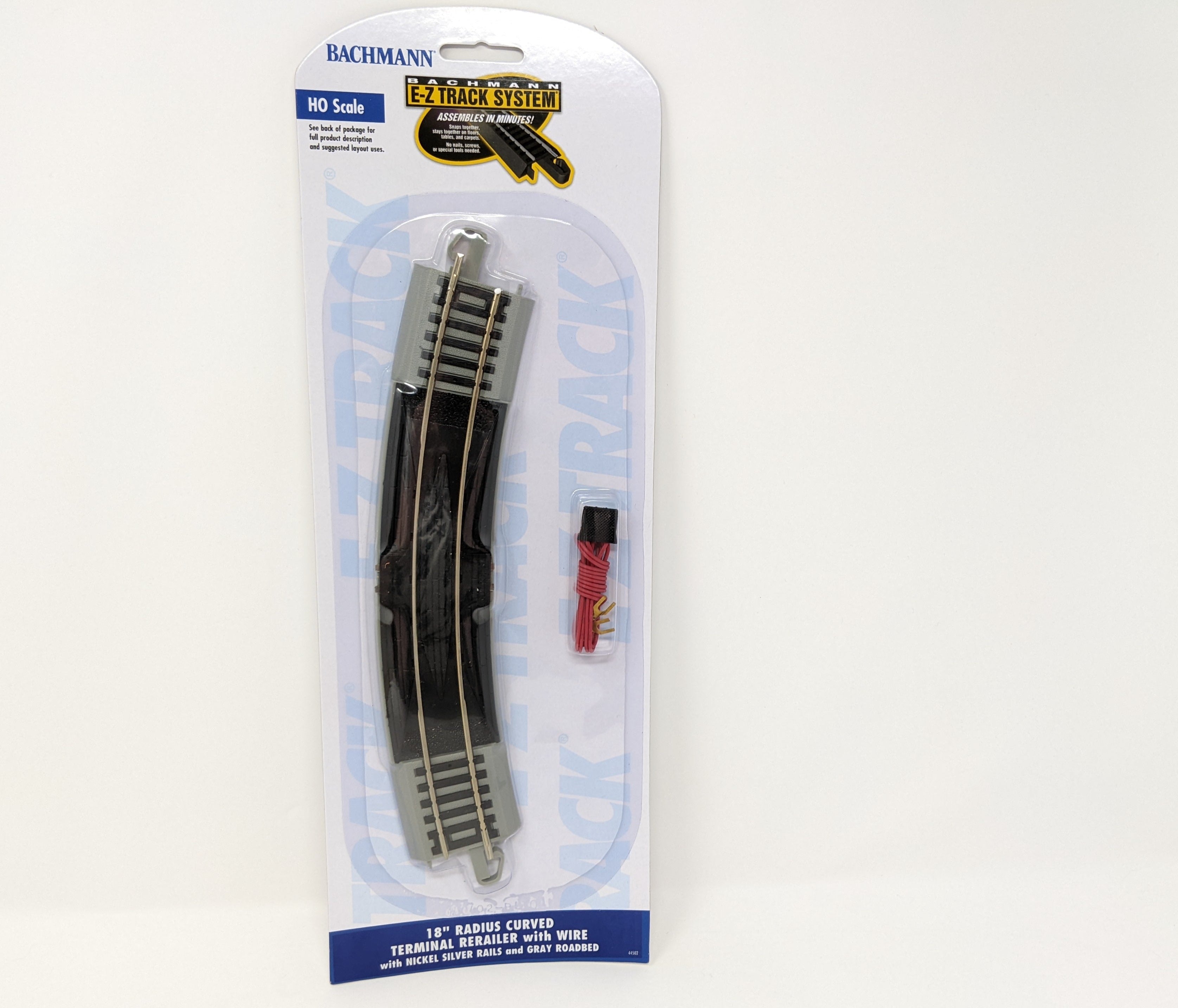 Bachmann 44502 HO Scale, 18" Radius Curved Terminal Rerailer with Wire, Nickel Silver E-Z Track