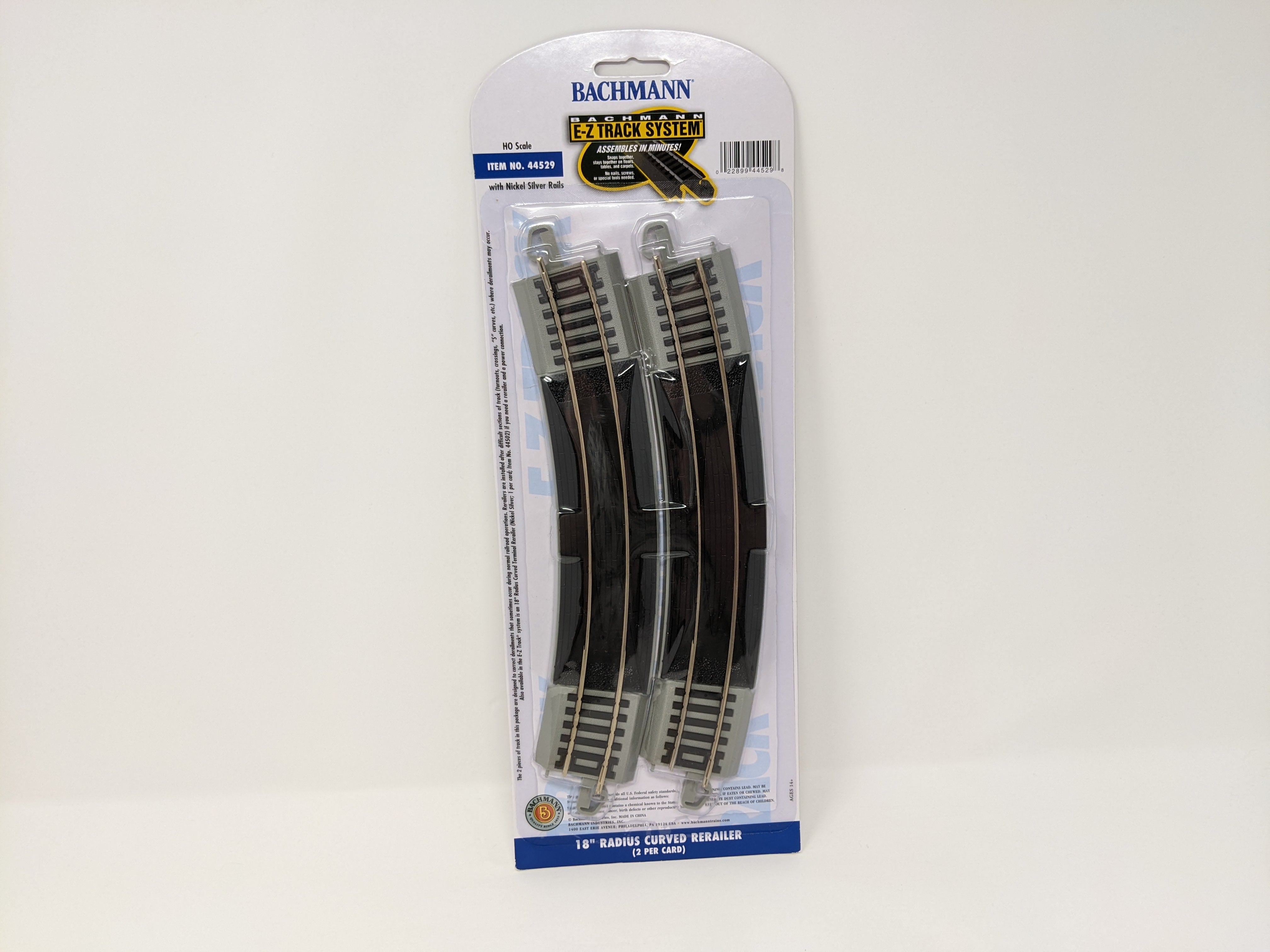 Bachmann 44529 HO Scale, 18" Radius Curved Rerailer, Nickel Silver E-Z Track (2 Pack)