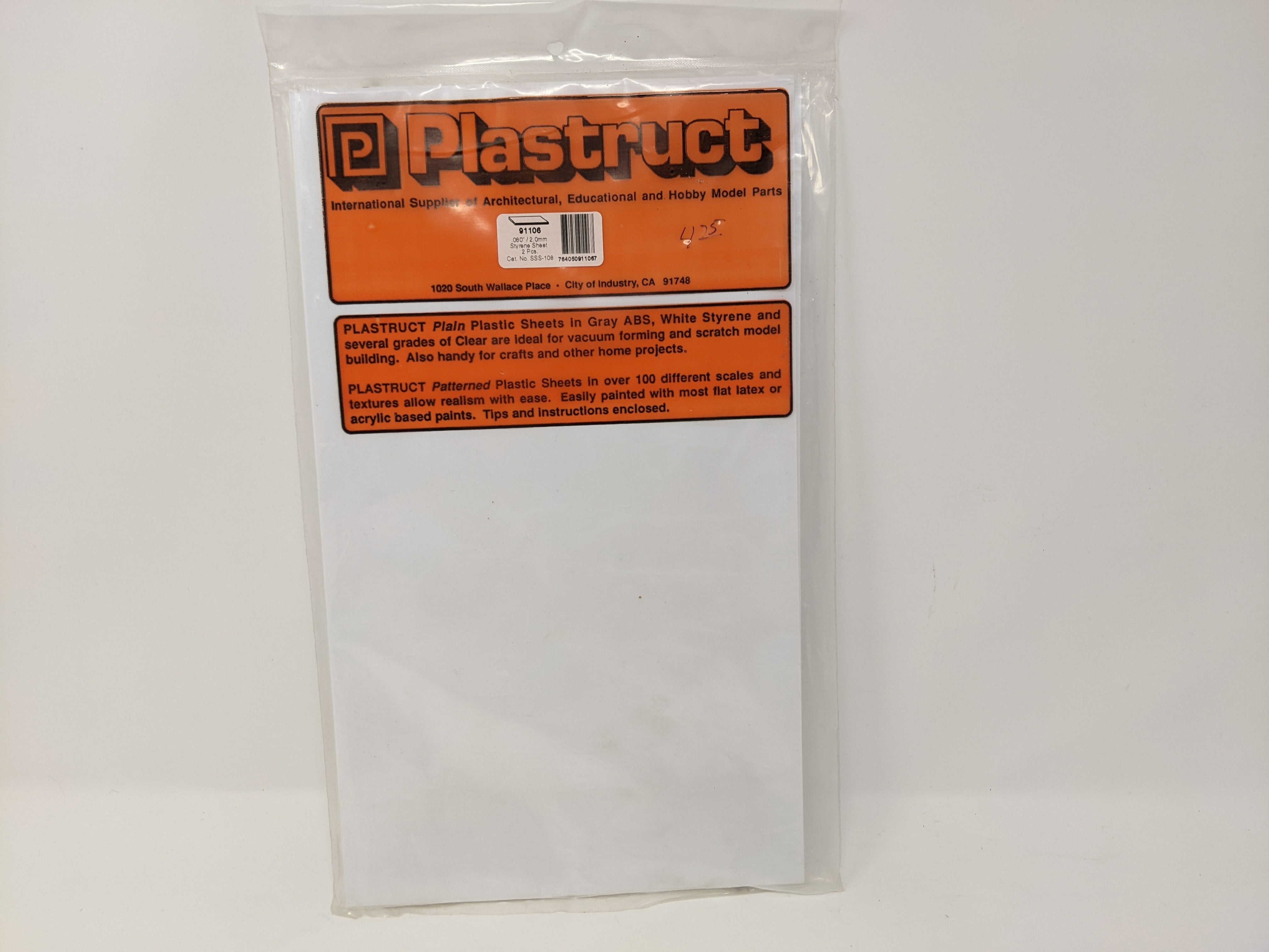 USED Plastruct 91106 , Sealed Pack of Styrene Sheets (2 Pack)