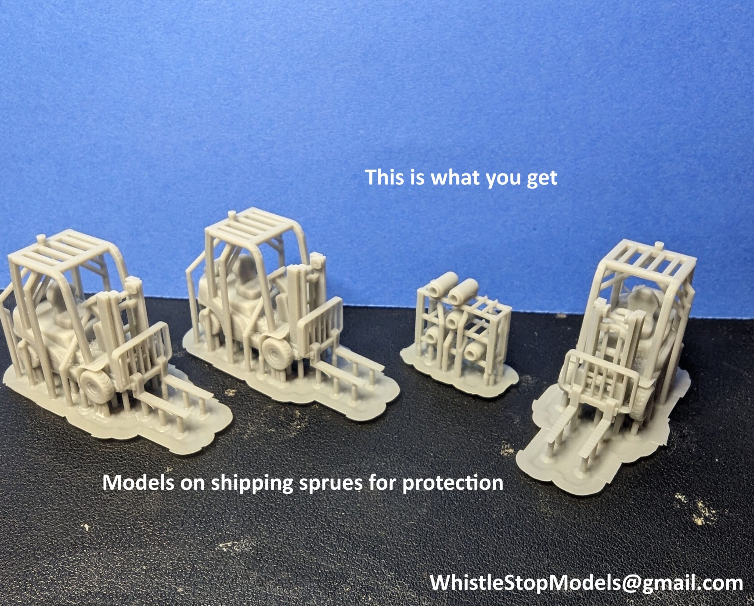 Whistle Stop Models HO3016 HO Scale Forklift Truck Set, Resin 3D Printed, Highly Detailed