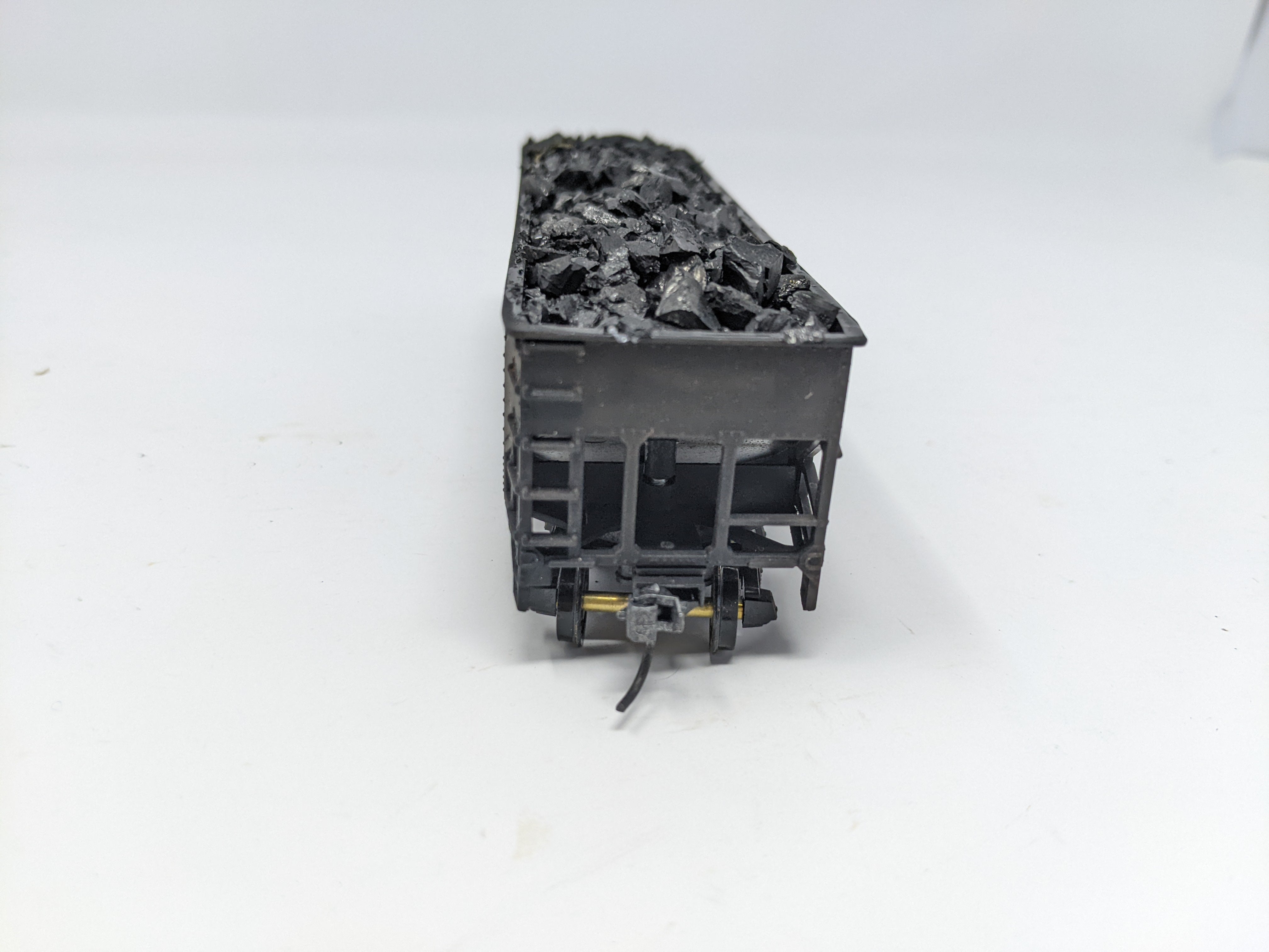 USED HO Scale, 3 Bay Hopper with Real Coal Load Weathered, Undecorated