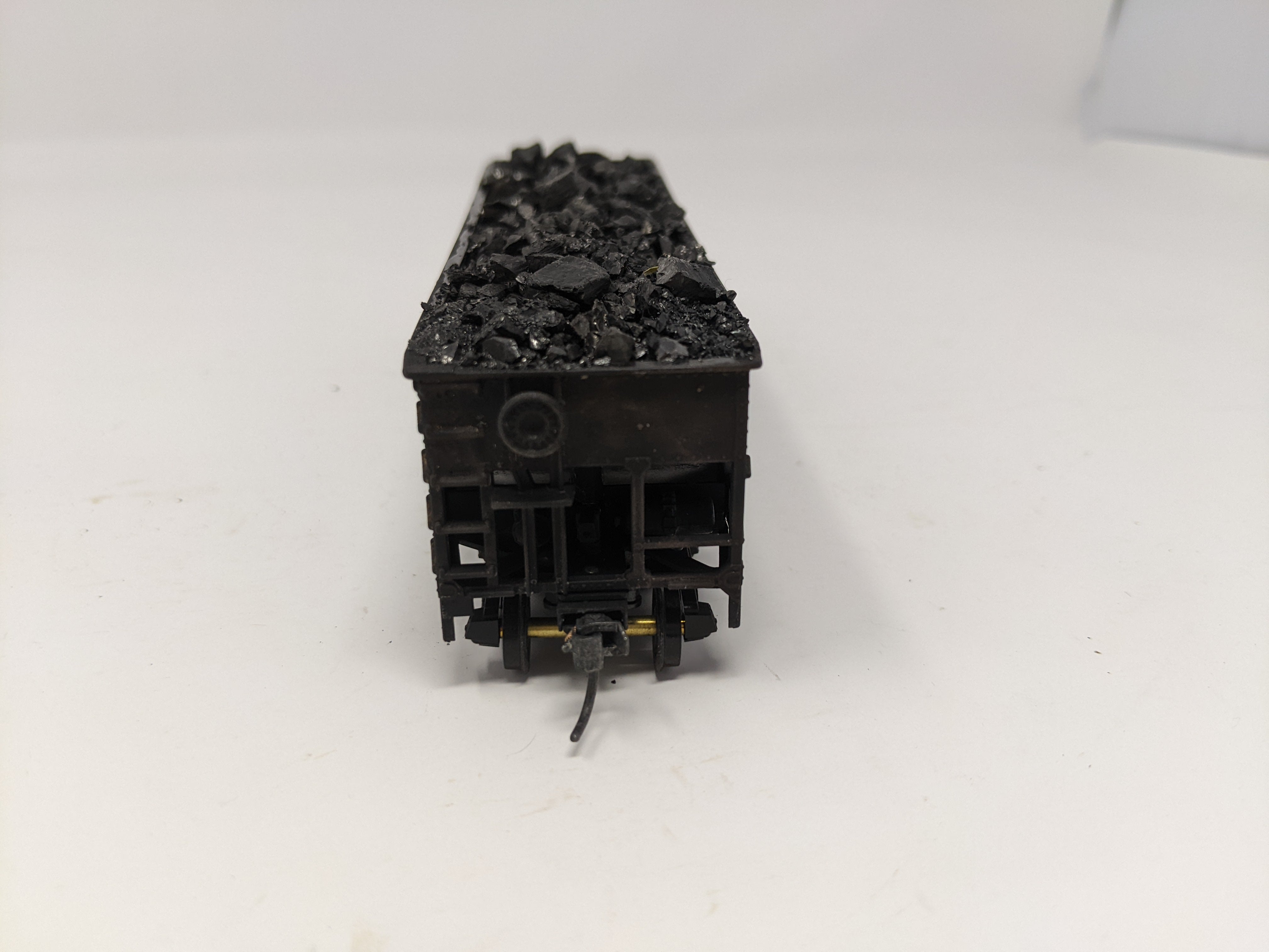 USED HO Scale, 3 Bay Hopper with Real Coal Load Weathered, Undecorated