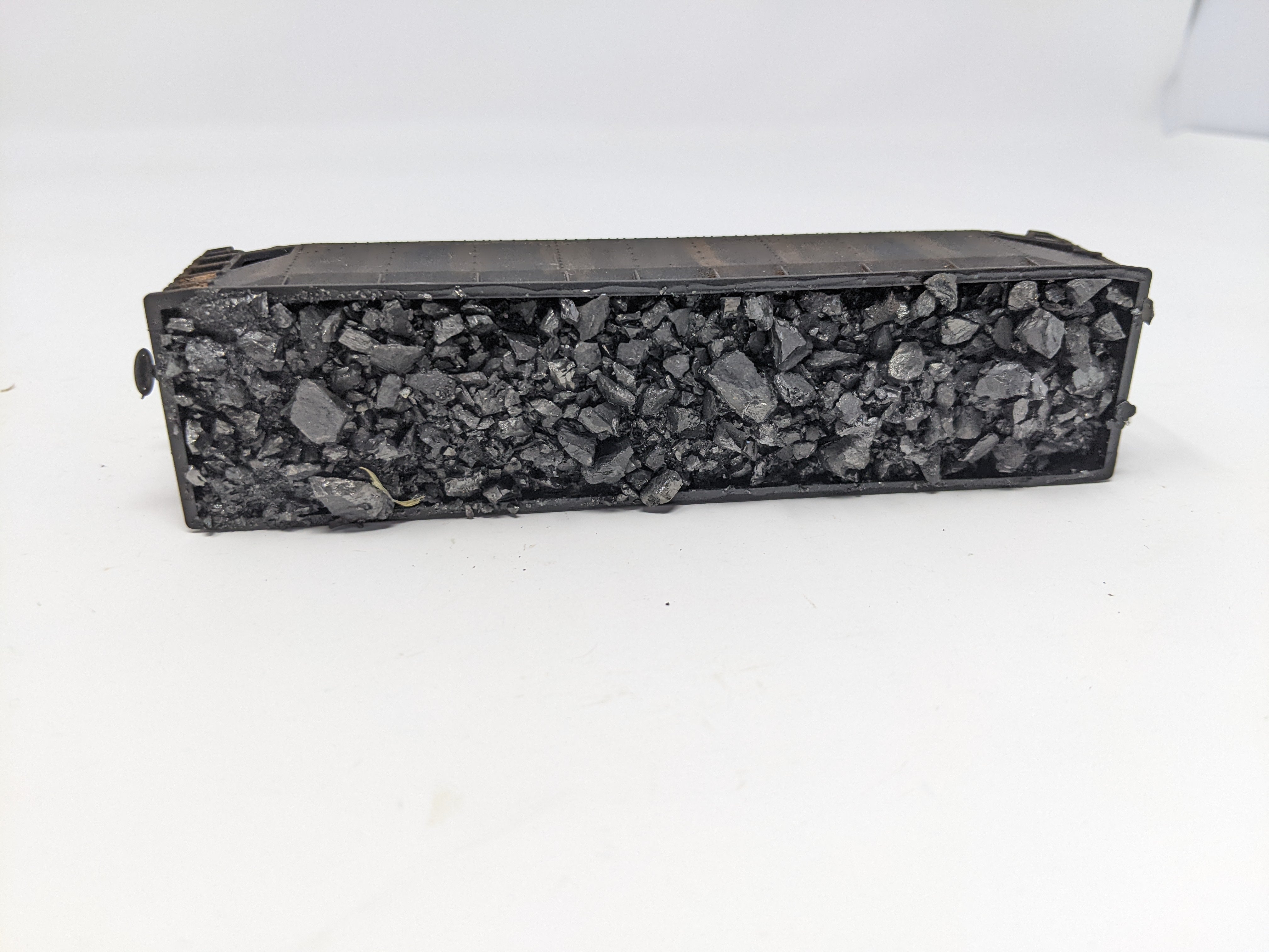 USED HO Scale, 3 Bay Hopper with Real Coal Load Weathered, Undecorated