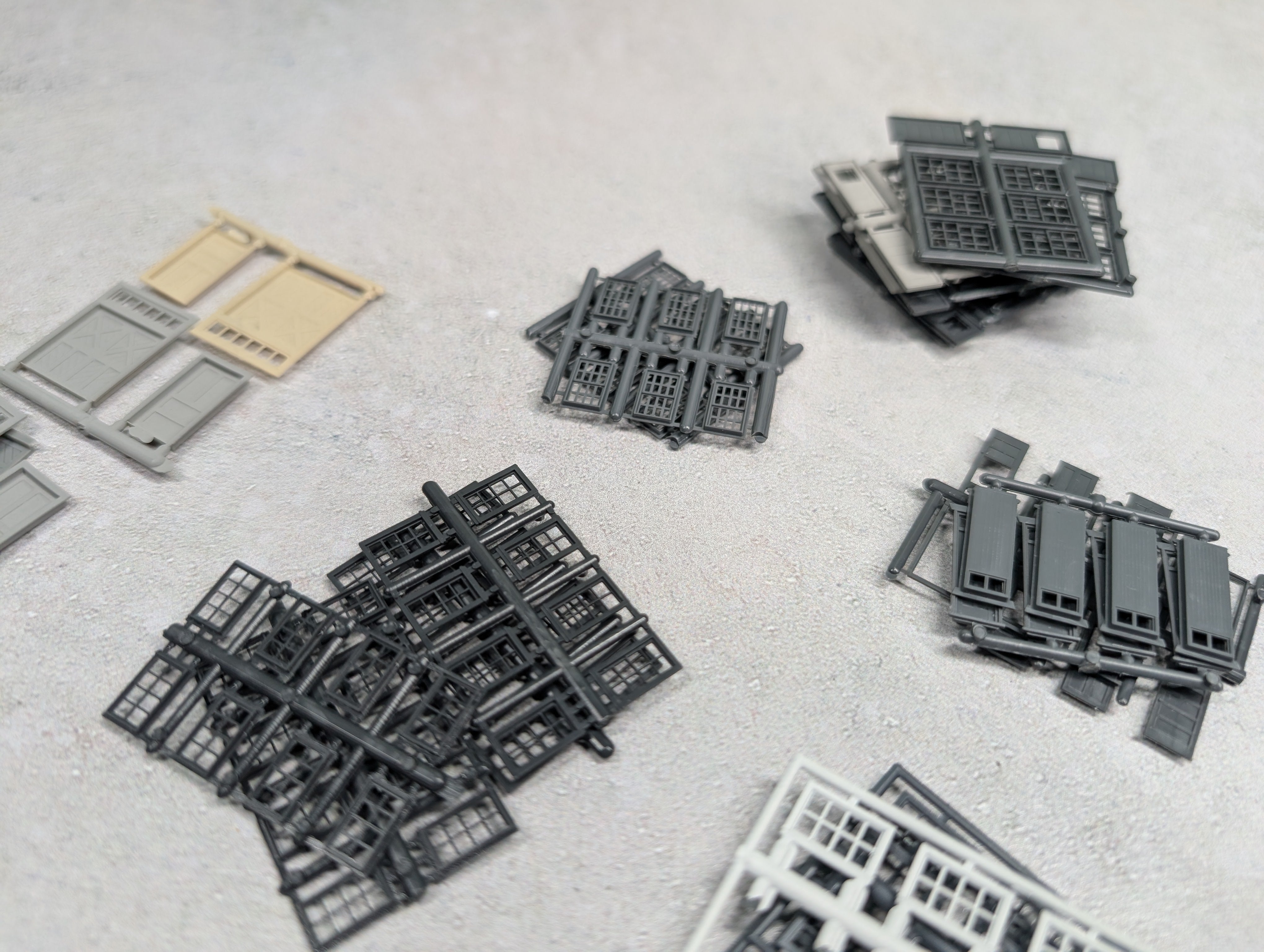 USED Grandt Line N Scale Lot of Various Windows & Doors, Detail Parts of Building
