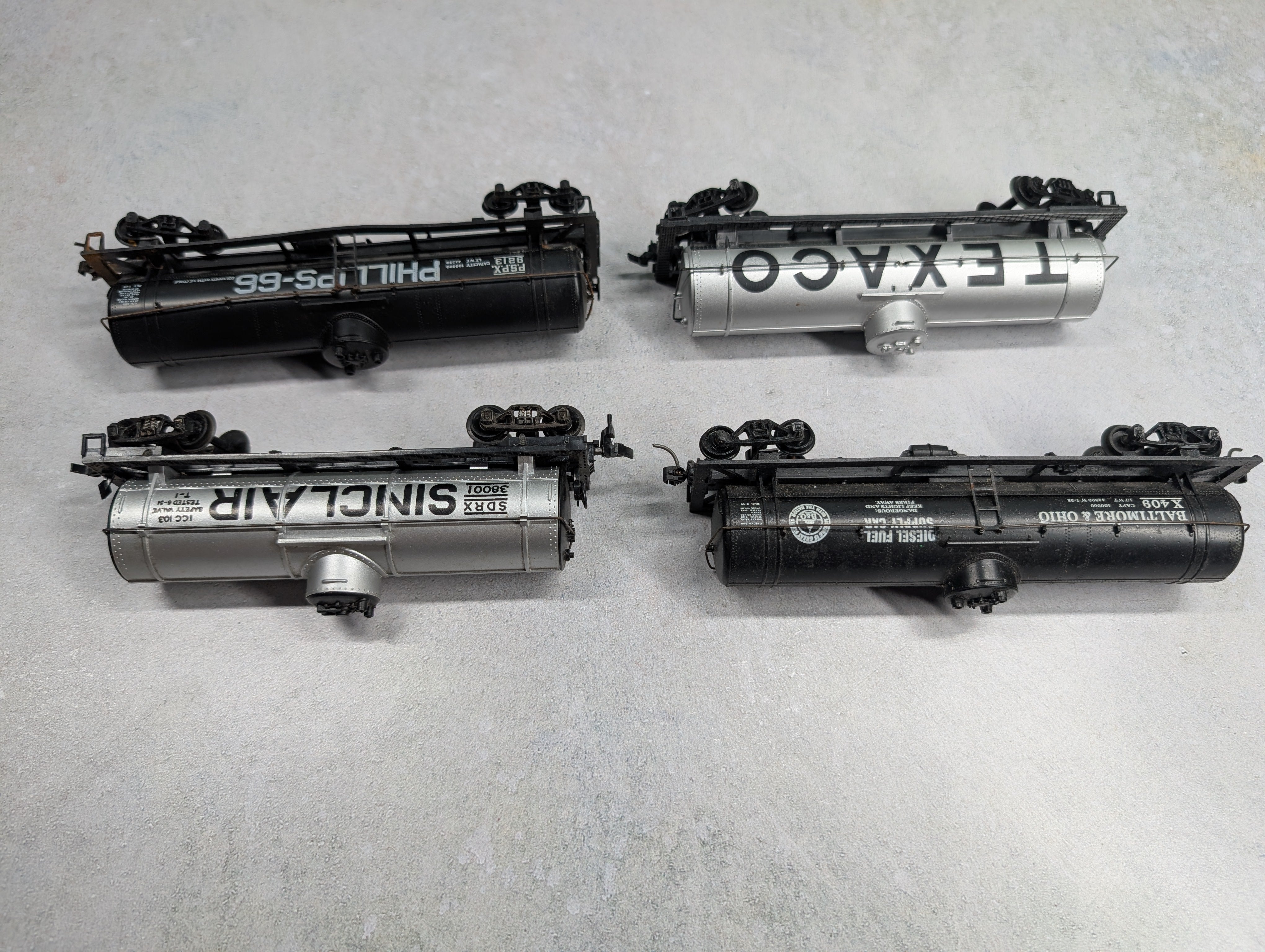 USED HO Scale Single Dome Tank Cars Sinclair, Phillips 66, B&O, Texaco