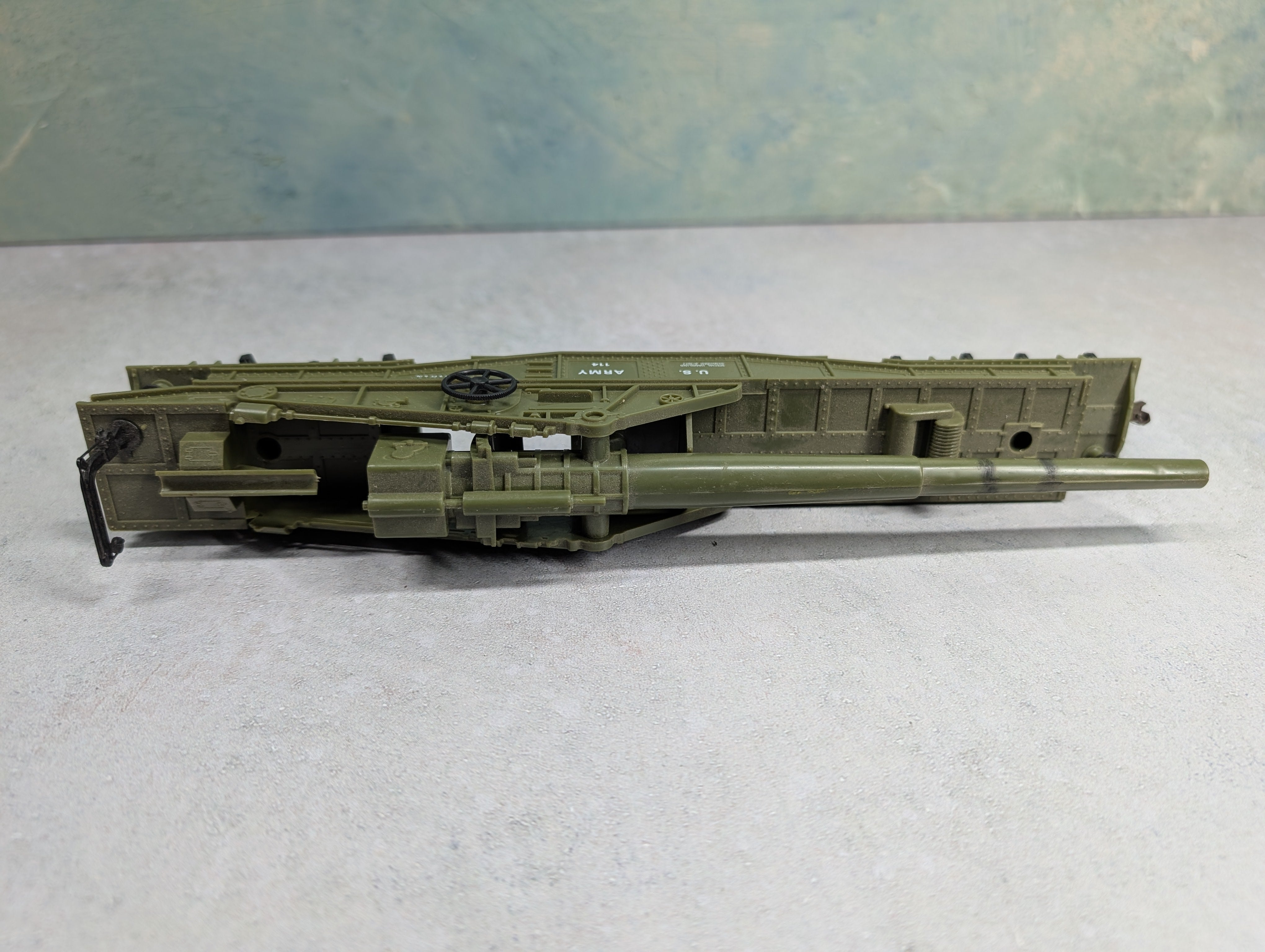 USED AHM HO Scale Railway Gun Car US Army #114