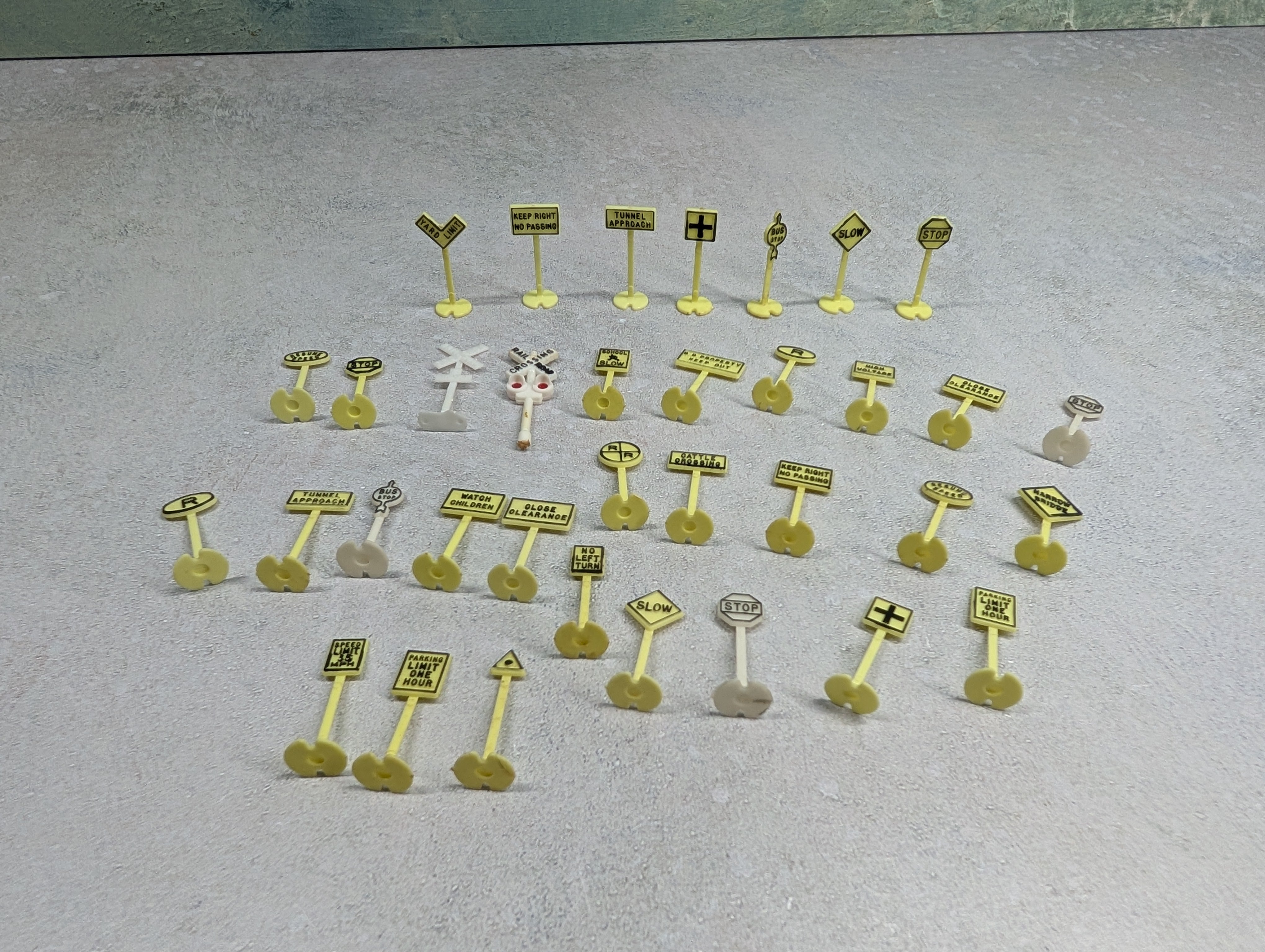 USED HO Scale Lot of Street Signs, Railroad Signs