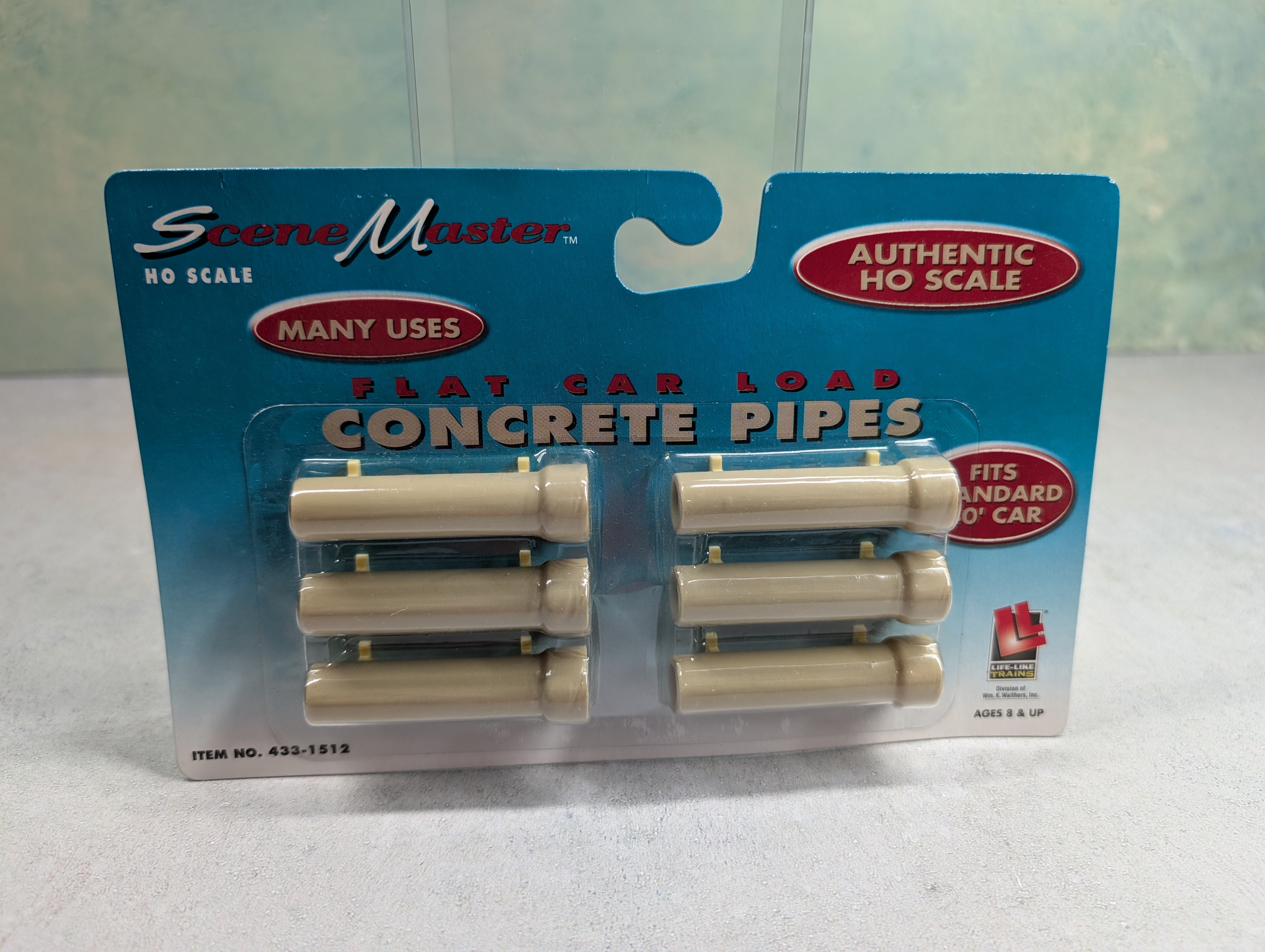 Life-Like 433-1512 HO Scale Concrete Pipes, Flat Car Loads (6 pcs)