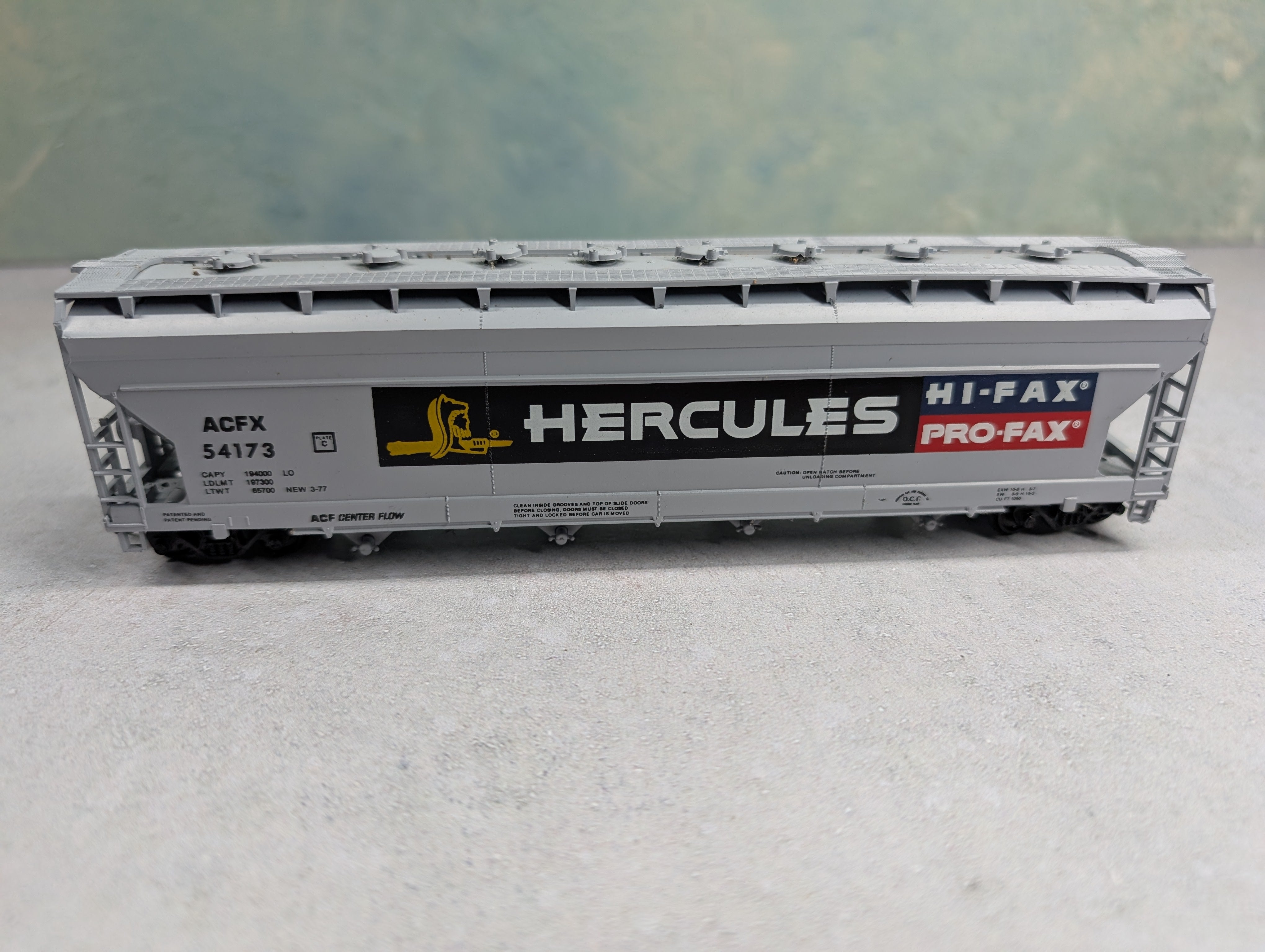 USED Athearn HO Scale 4 Bay ACF Centerflow Hopper Hercules ACFX #54173