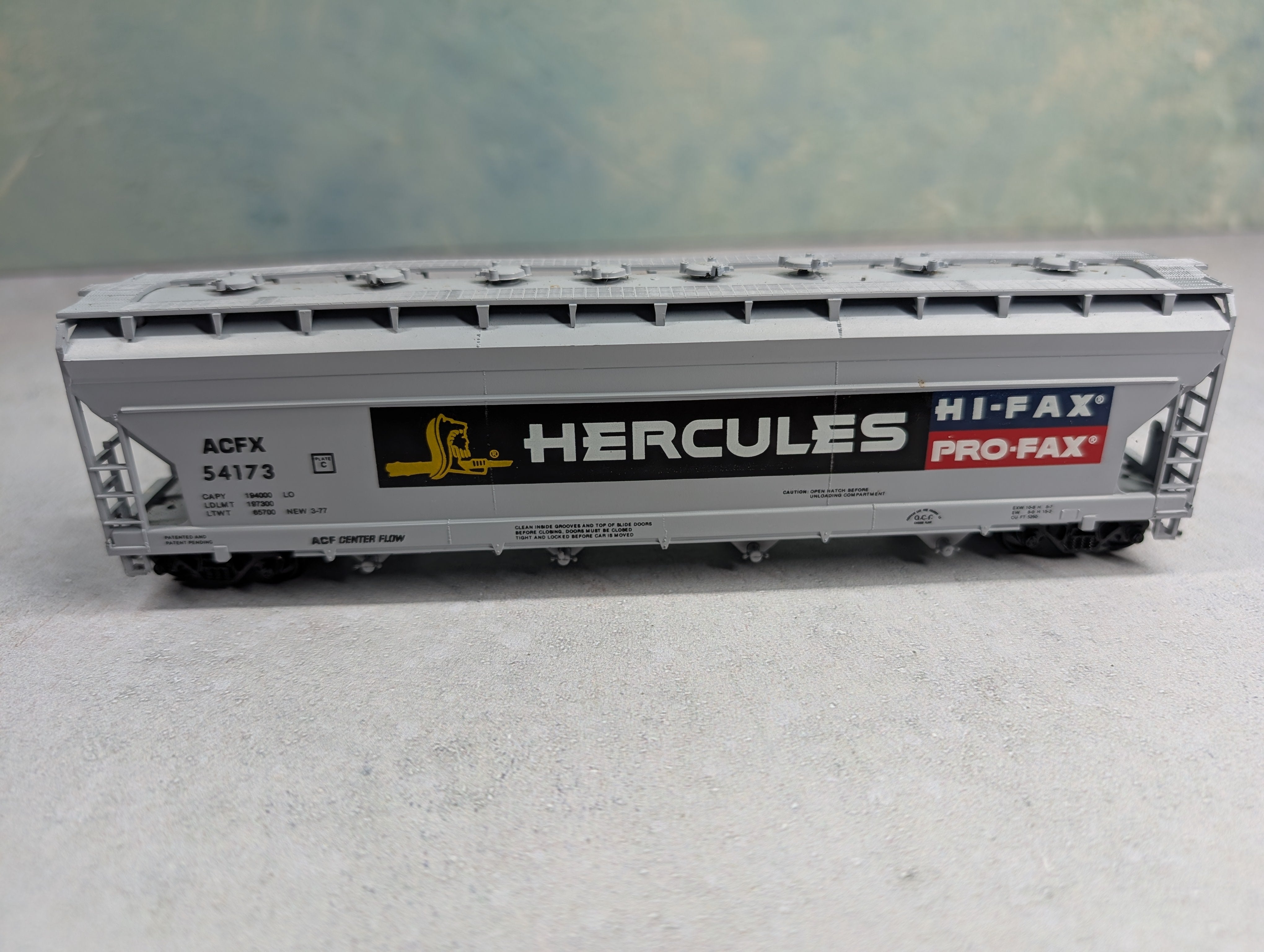 USED Athearn HO Scale 4 Bay ACF Centerflow Hopper Hercules ACFX #54173