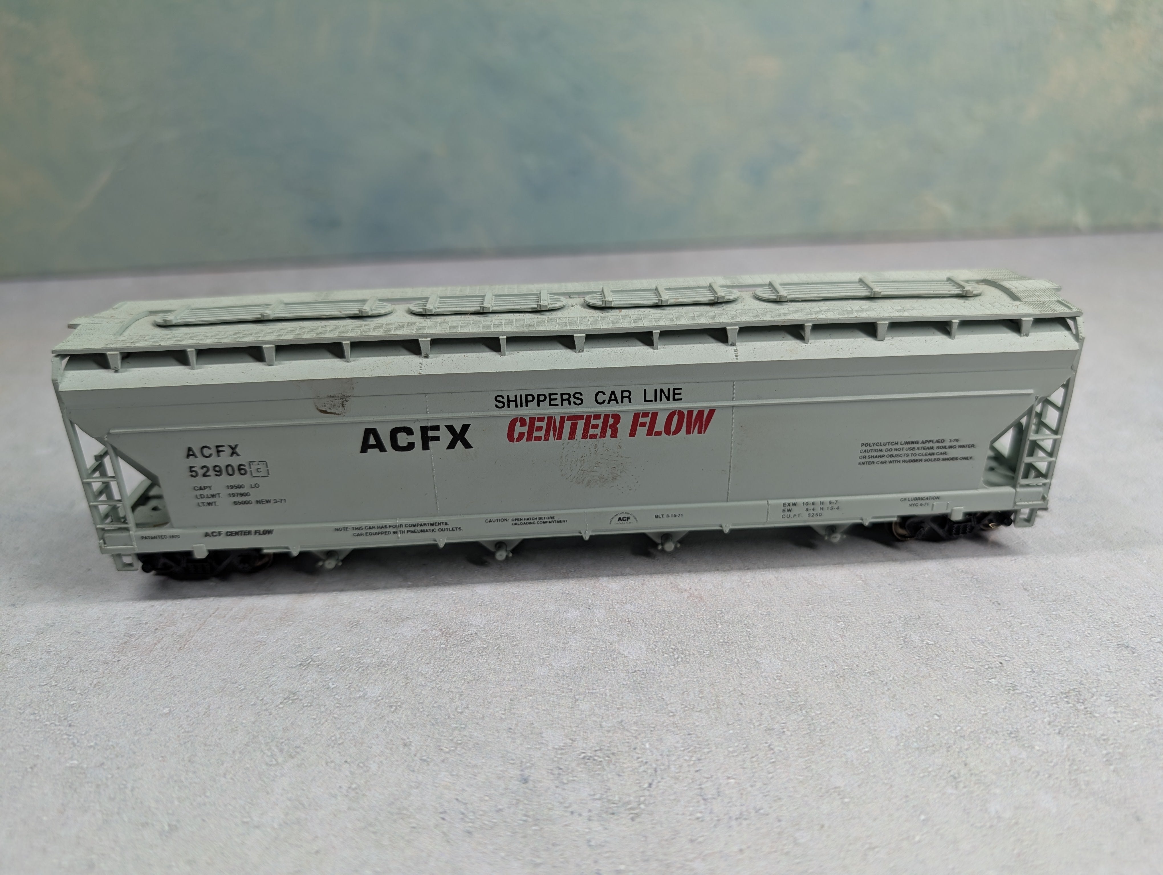 USED Athearn HO Scale ACF 4 Bay Covered Hopper Shippers Car Line ACFX #52906