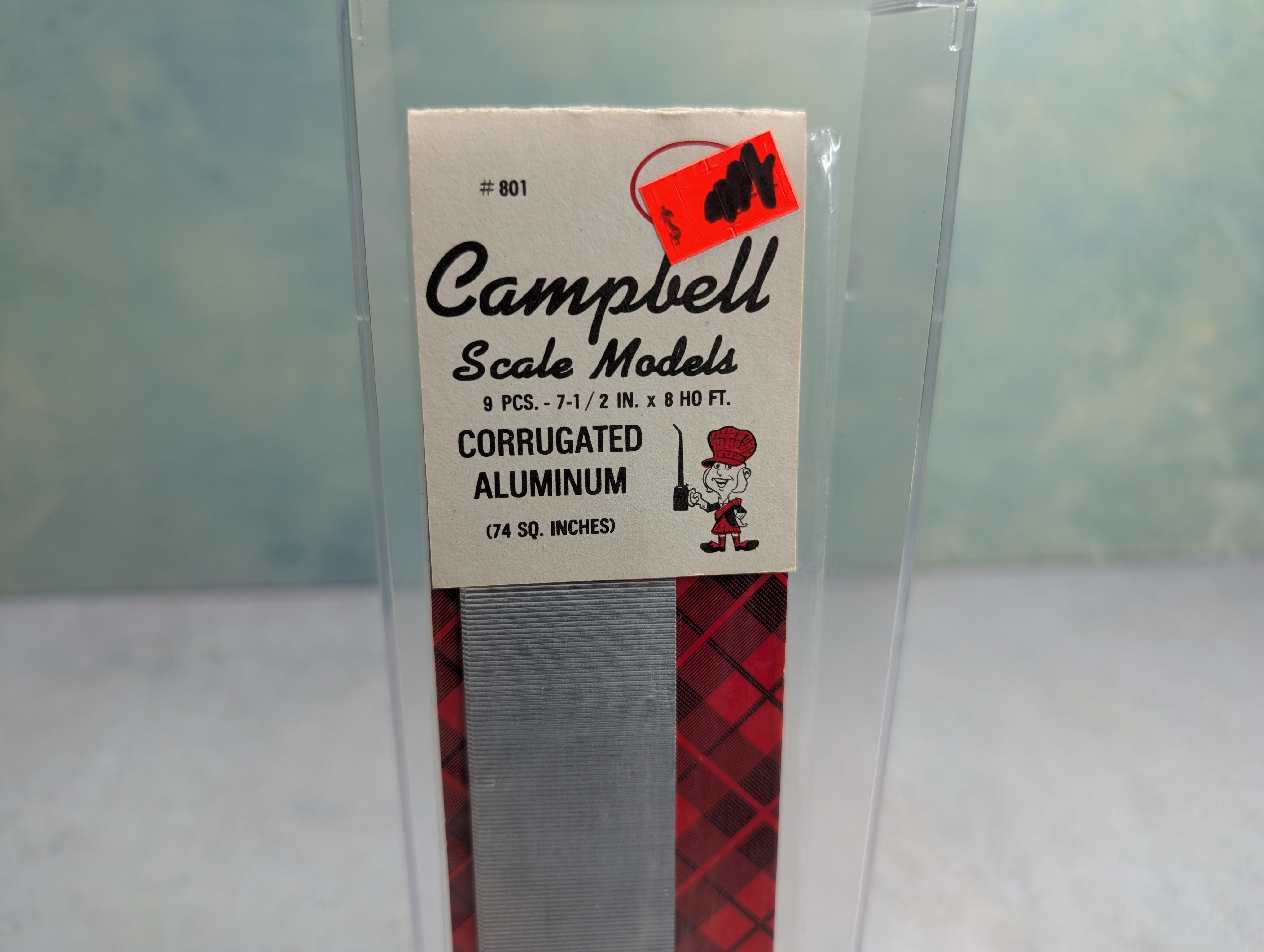 Campbell Scale Models 801 HO Scale Corrugated Aluminum 7.5" x 8' (HO measurement) (9 pcs)