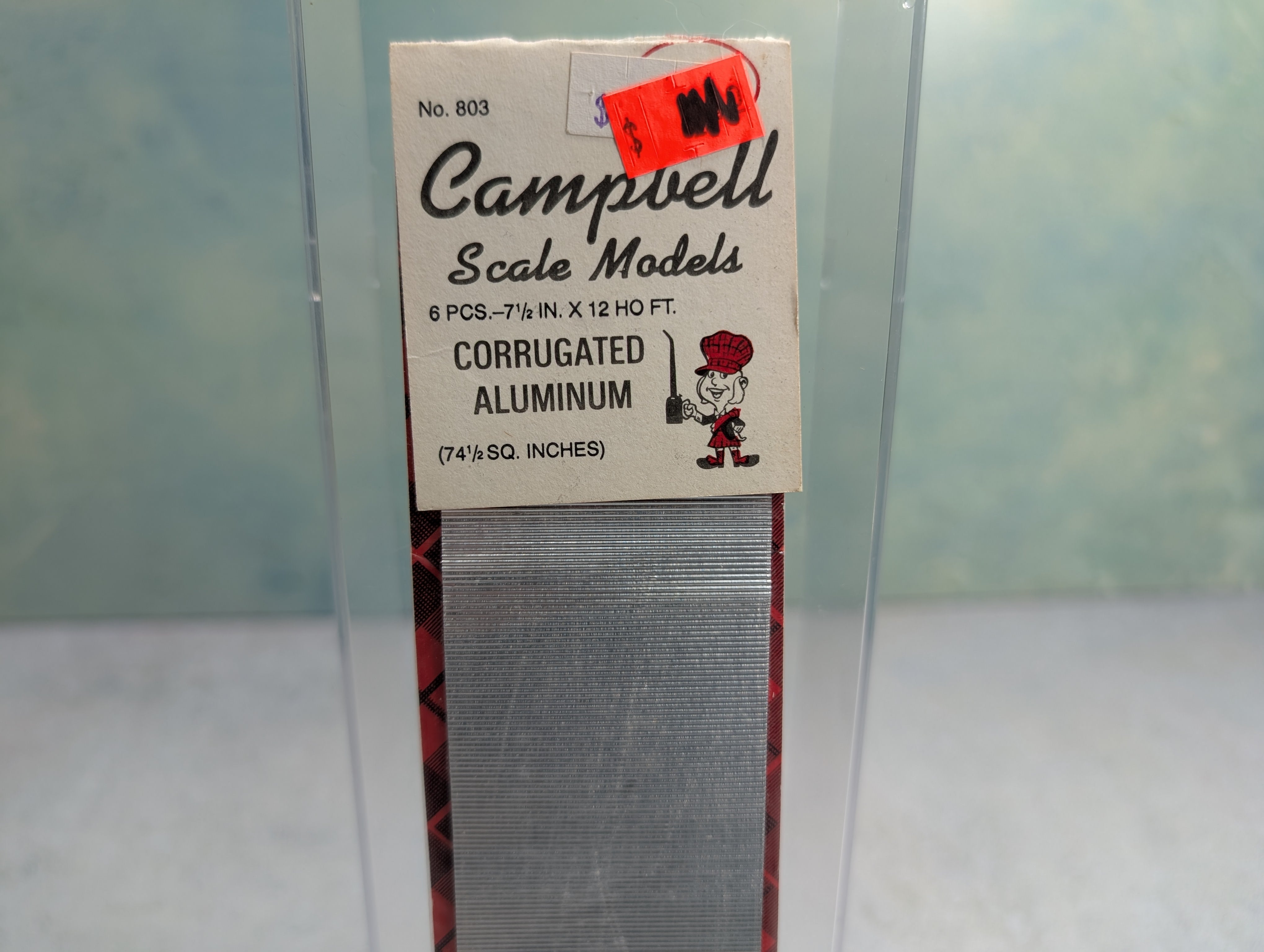 Campbell Scale Models 803 HO Scale Corrugated Aluminum 7.5" x 12' (HO measurement) (6 pcs)