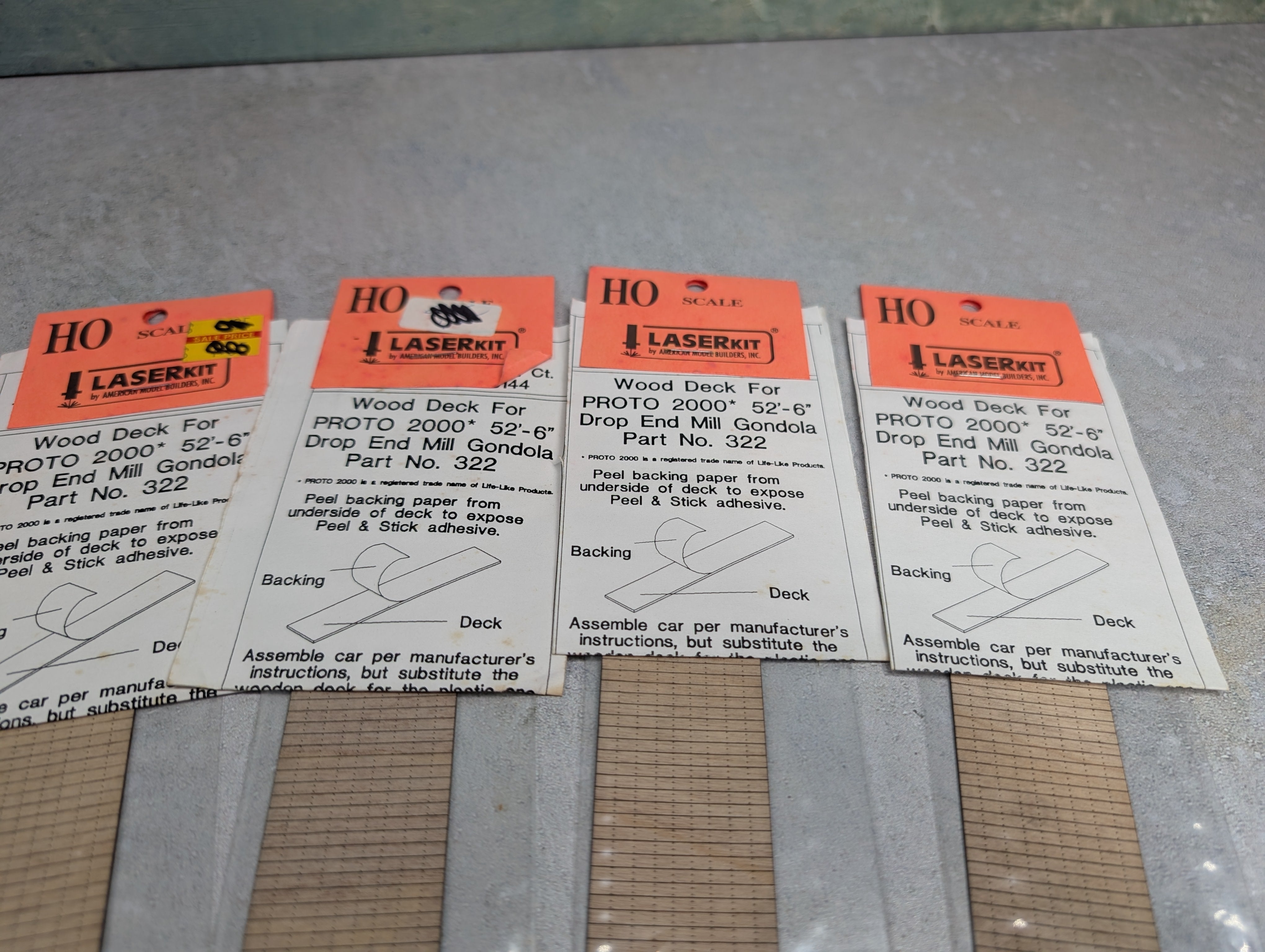 LaserKit 322 HO Scale Wood Deck for Proto2000 52'6" Drop End Mill Gondola (6 pcs)