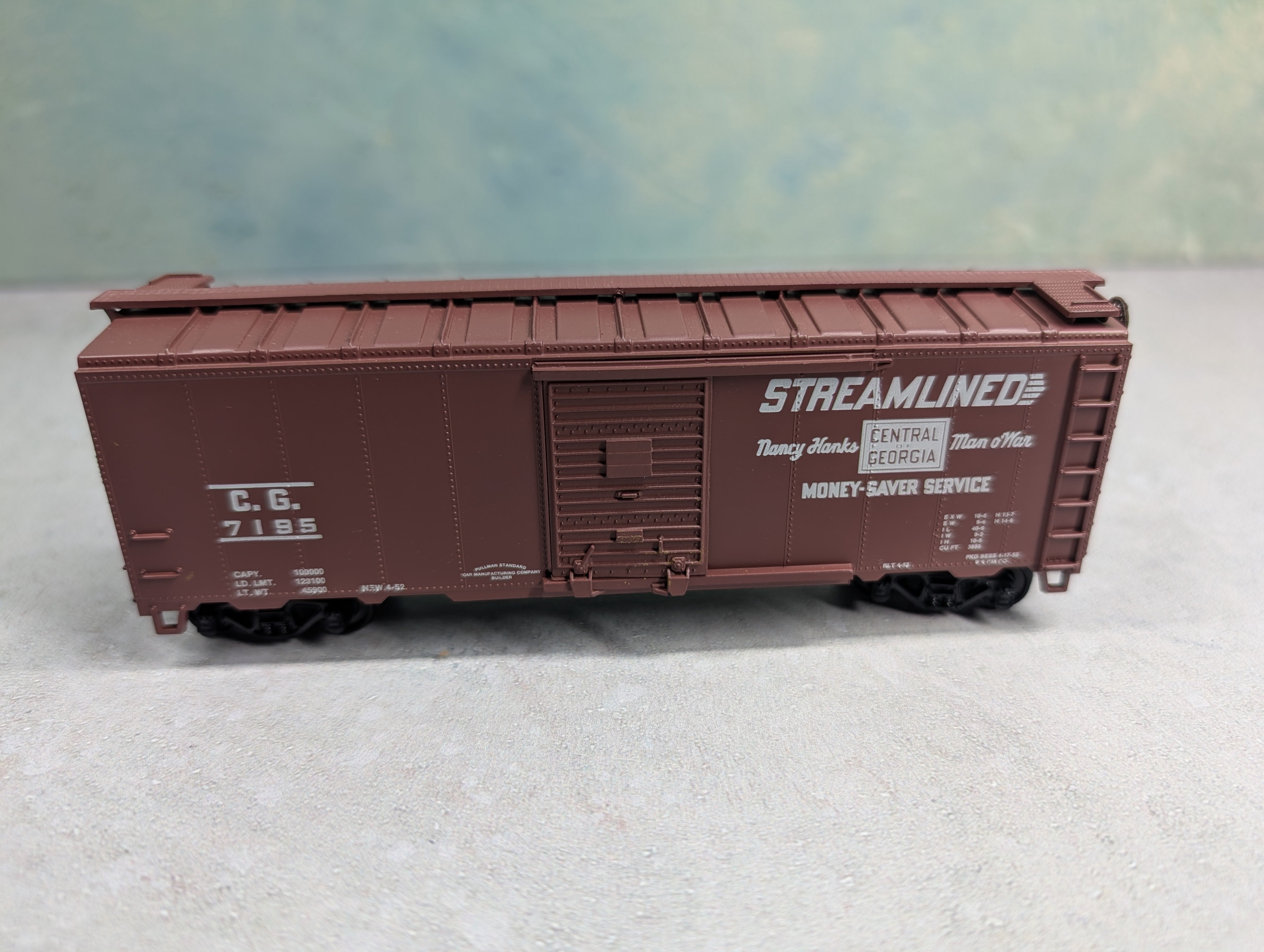USED Athearn HO Scale 40' Box Car Central of Georgia CG #7195