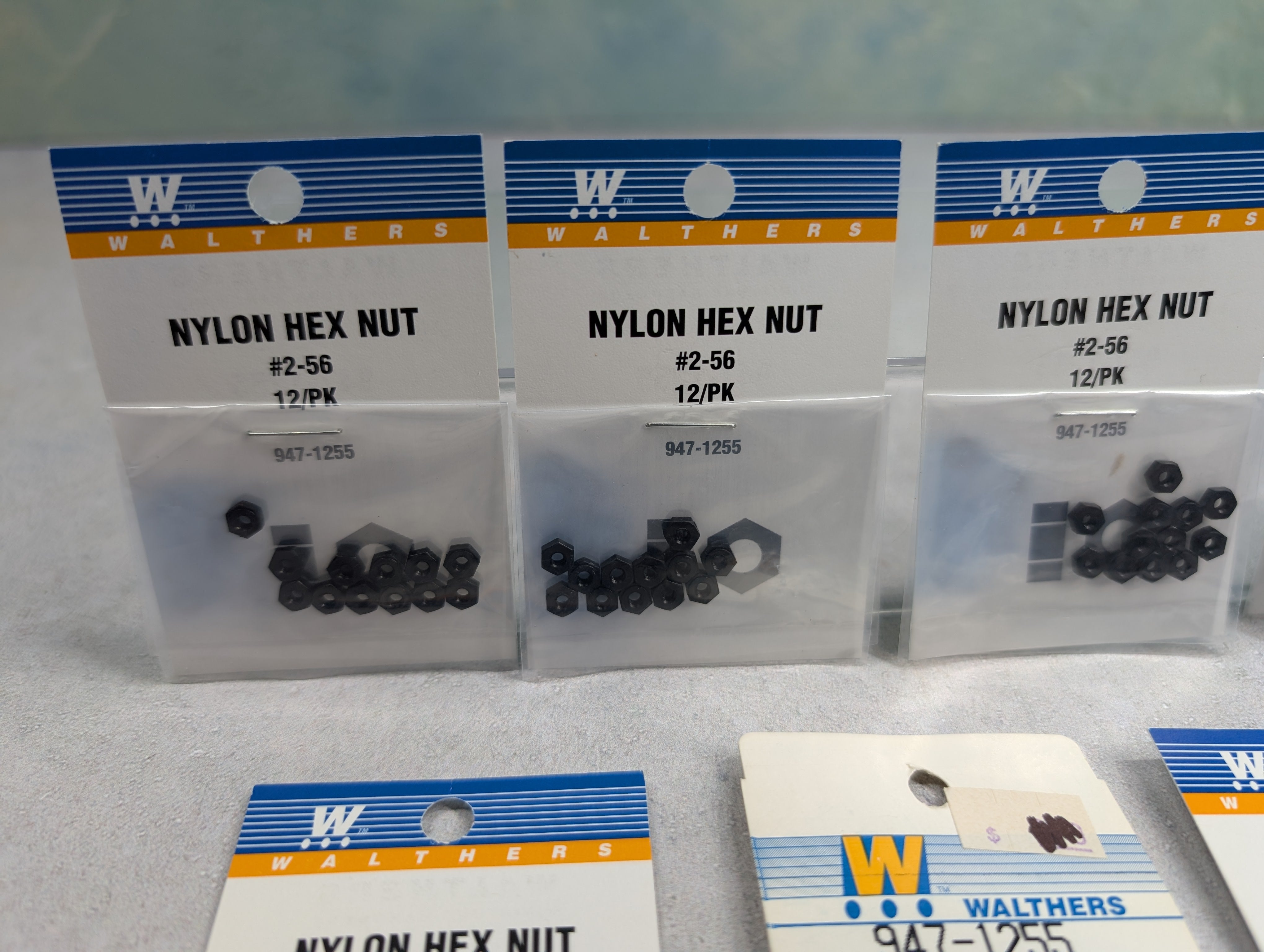 Walthers 947-1255 HO Scale Lot of 2-56 Nylon Hex Nuts (7 packs pcs)