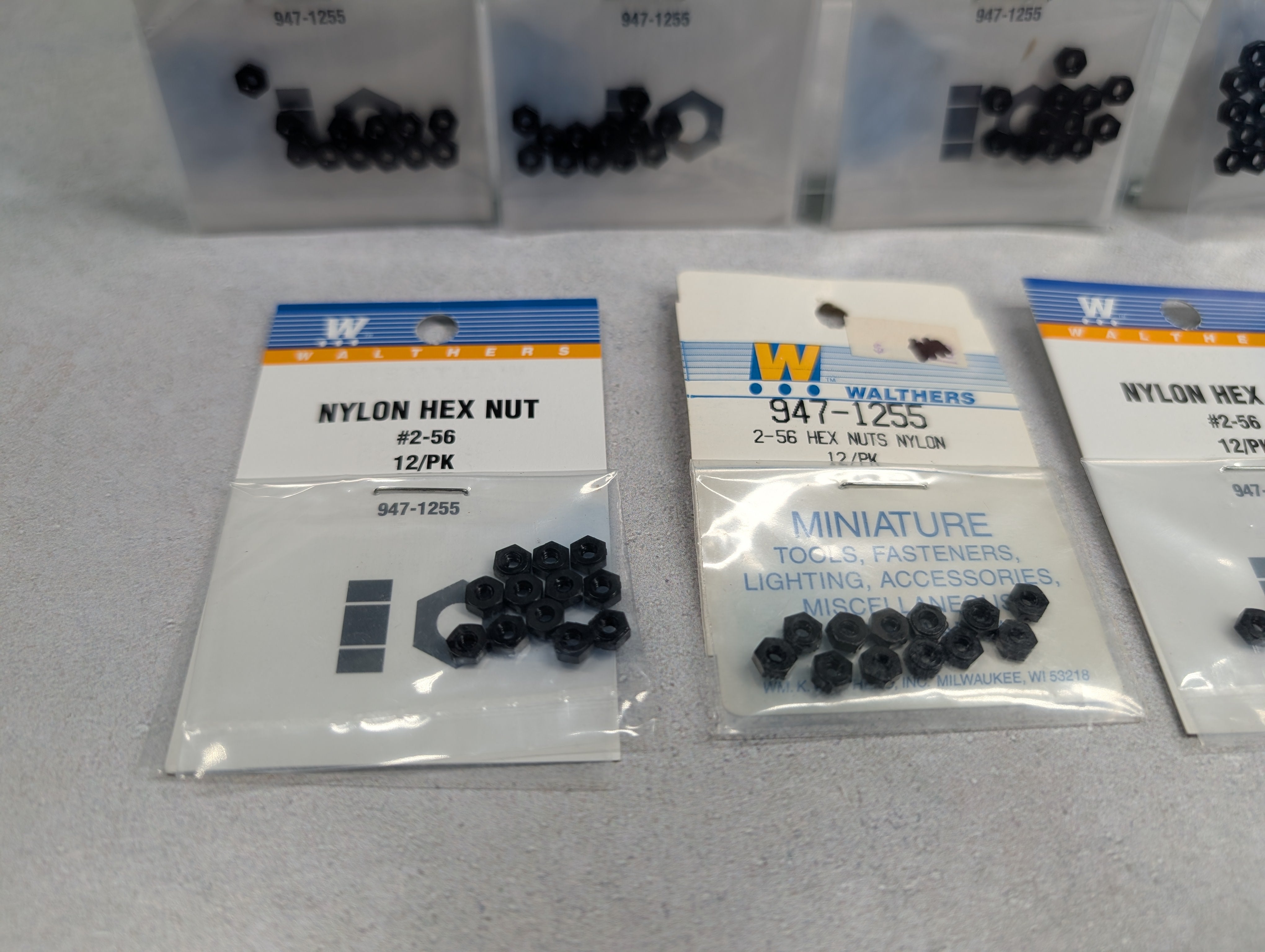 Walthers 947-1255 HO Scale Lot of 2-56 Nylon Hex Nuts (7 packs pcs)