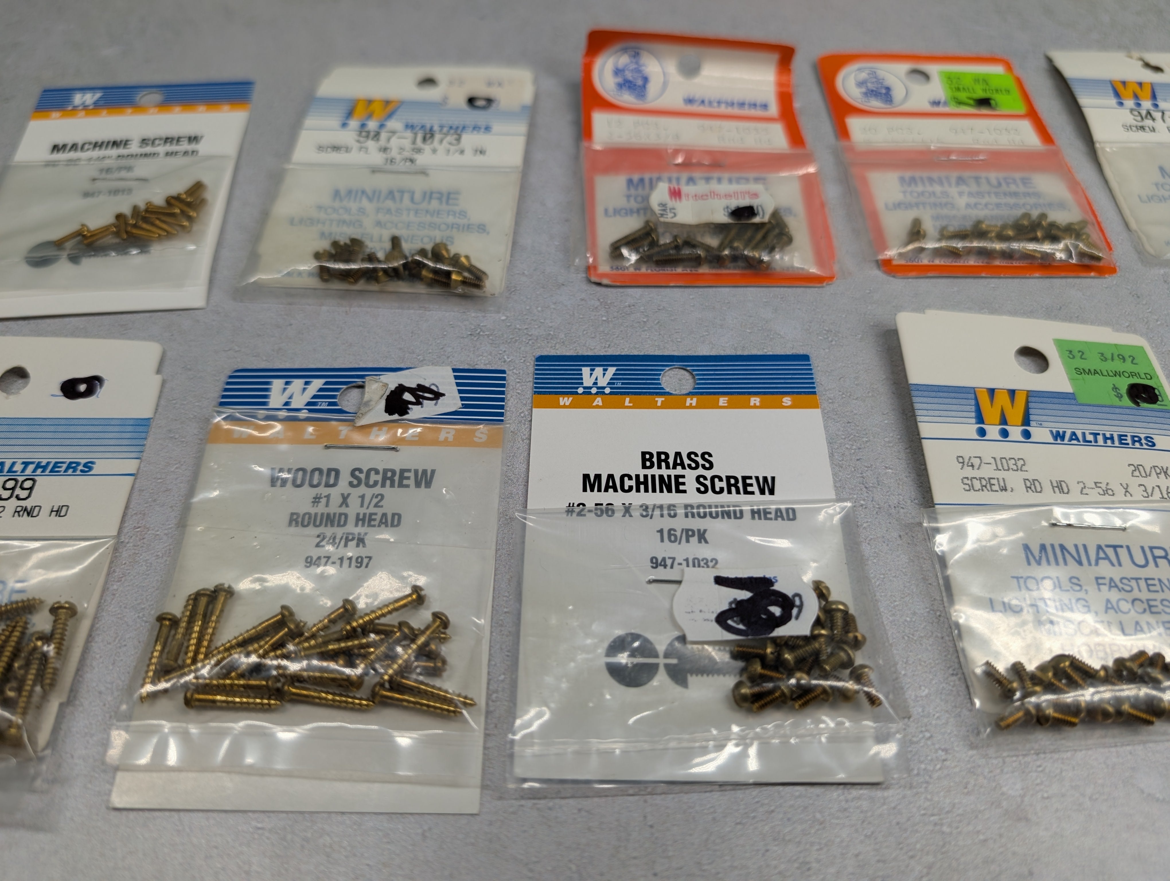 Walthers HO Scale Large Lot of Various Types of Screws (10 packs pcs)