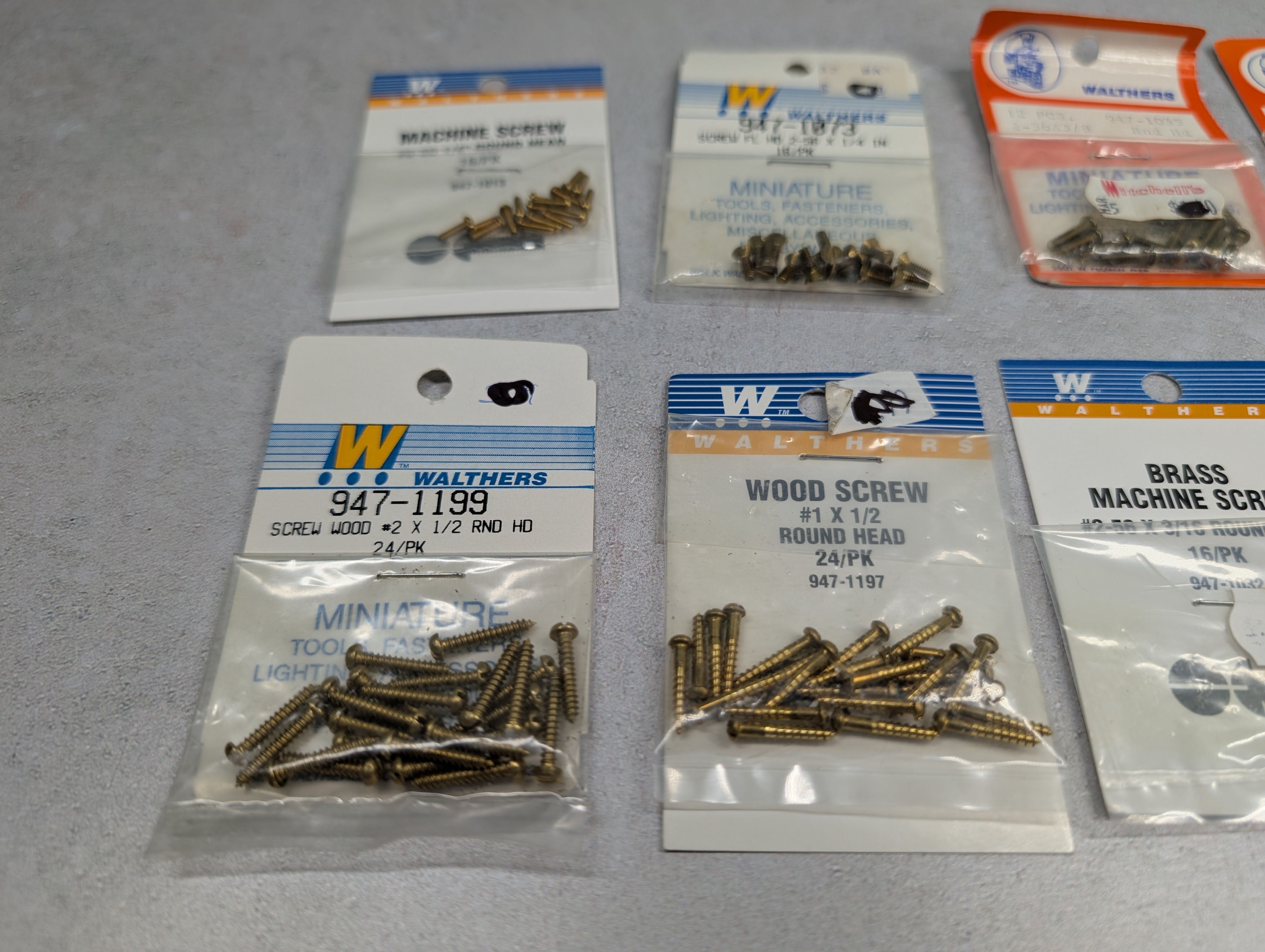 Walthers HO Scale Large Lot of Various Types of Screws (10 packs pcs)