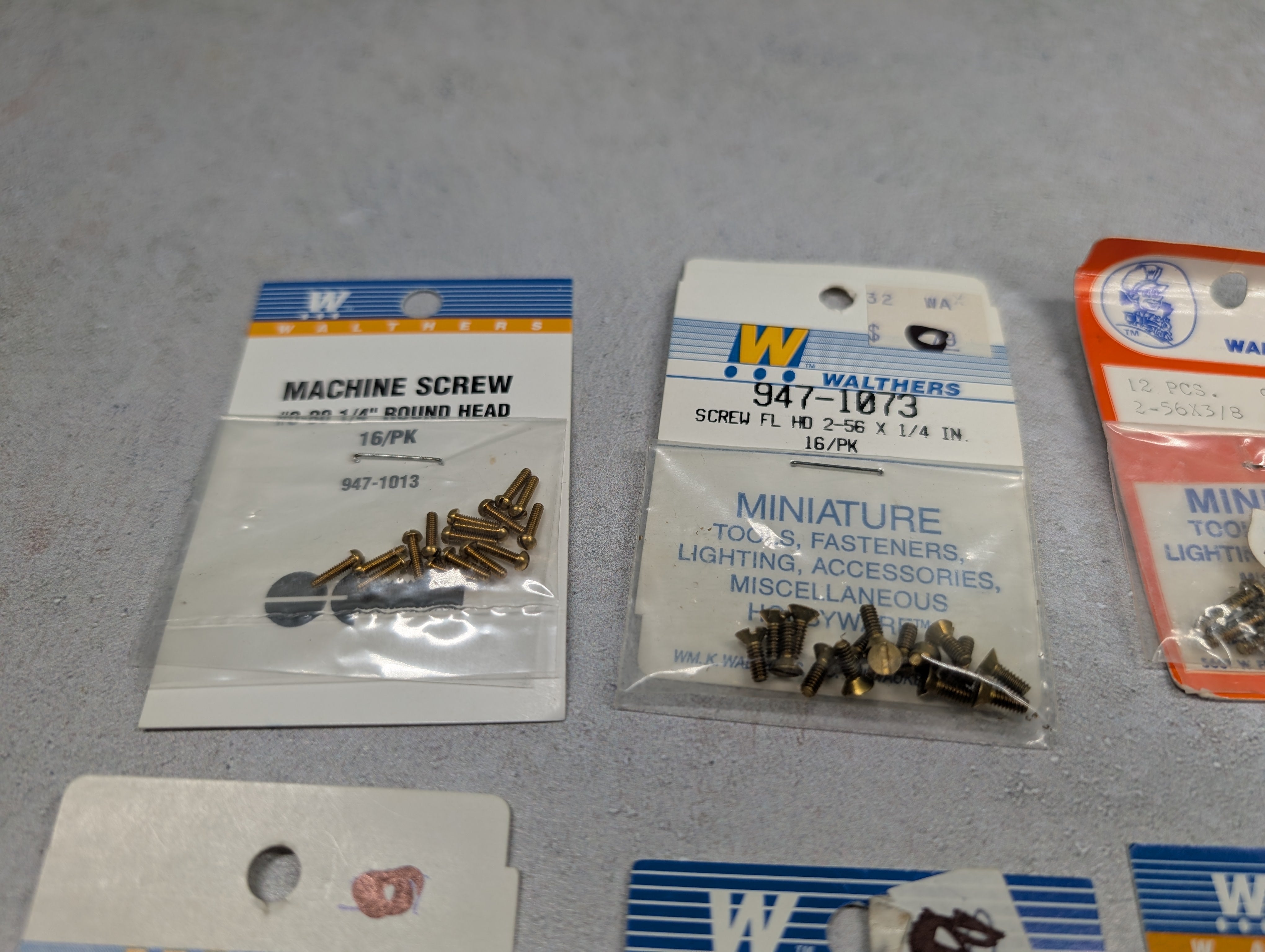 Walthers HO Scale Large Lot of Various Types of Screws (10 packs pcs)