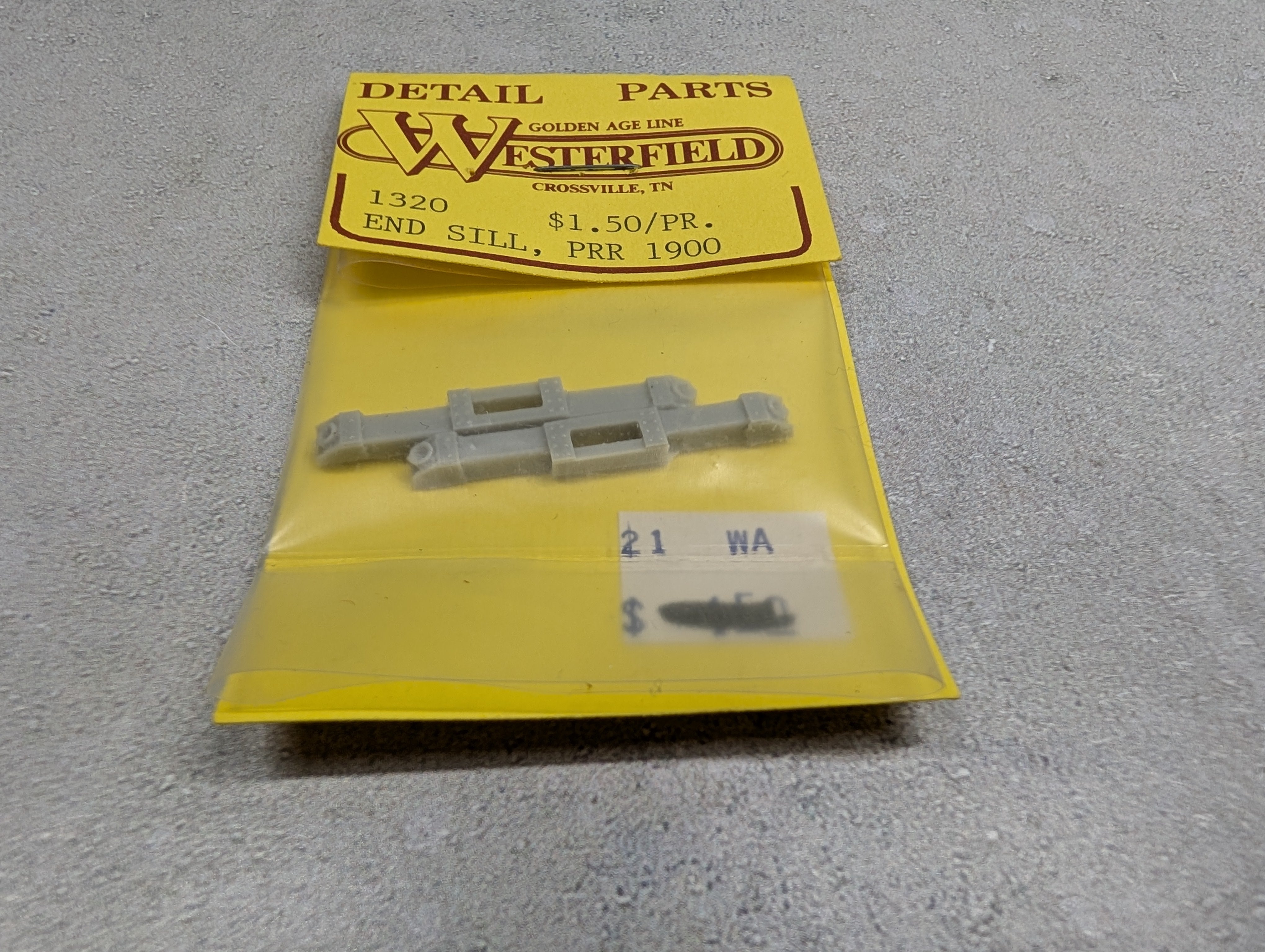 Westerfield 1320 HO Scale End Sill, PRR 1900 (2 pcs)