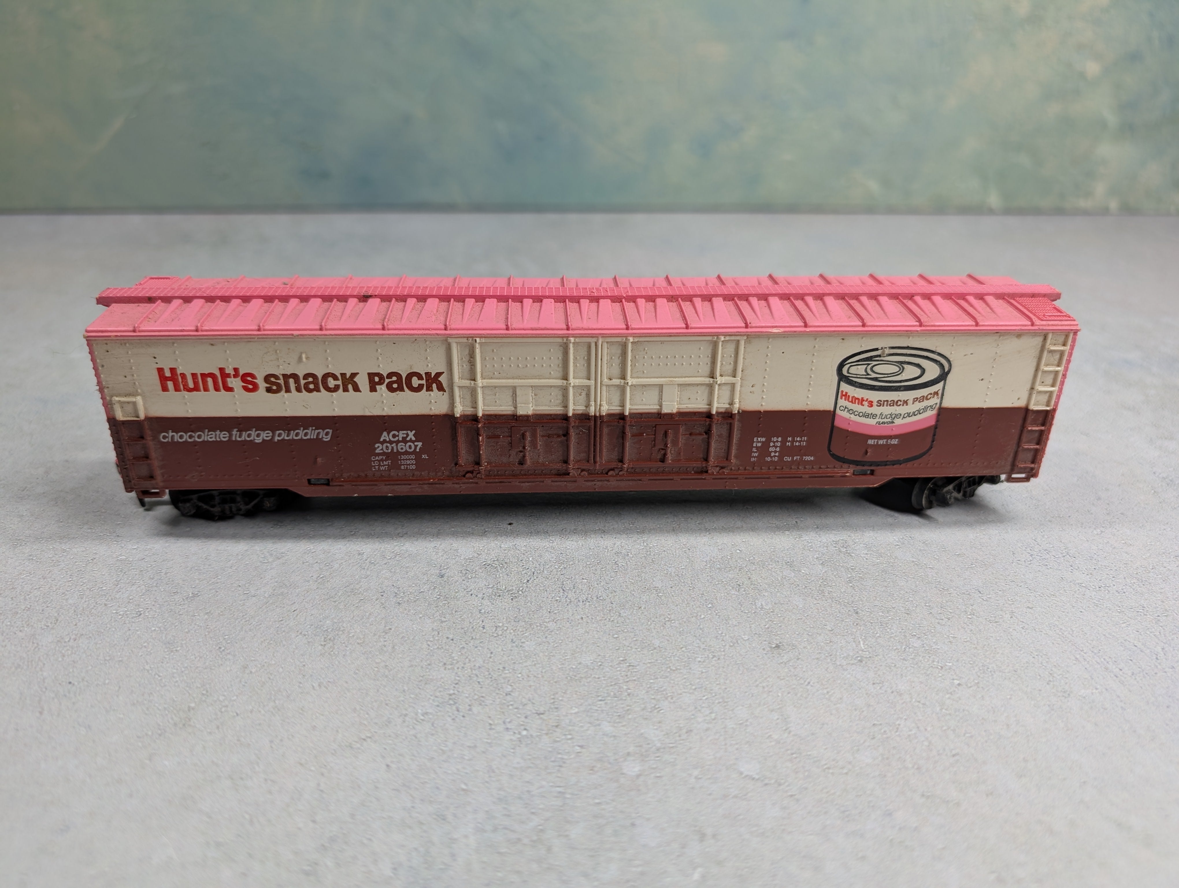 USED Tyco HO Scale 62' Billboard Box Car Hunt's Snack Pack Pudding ACFX #201607