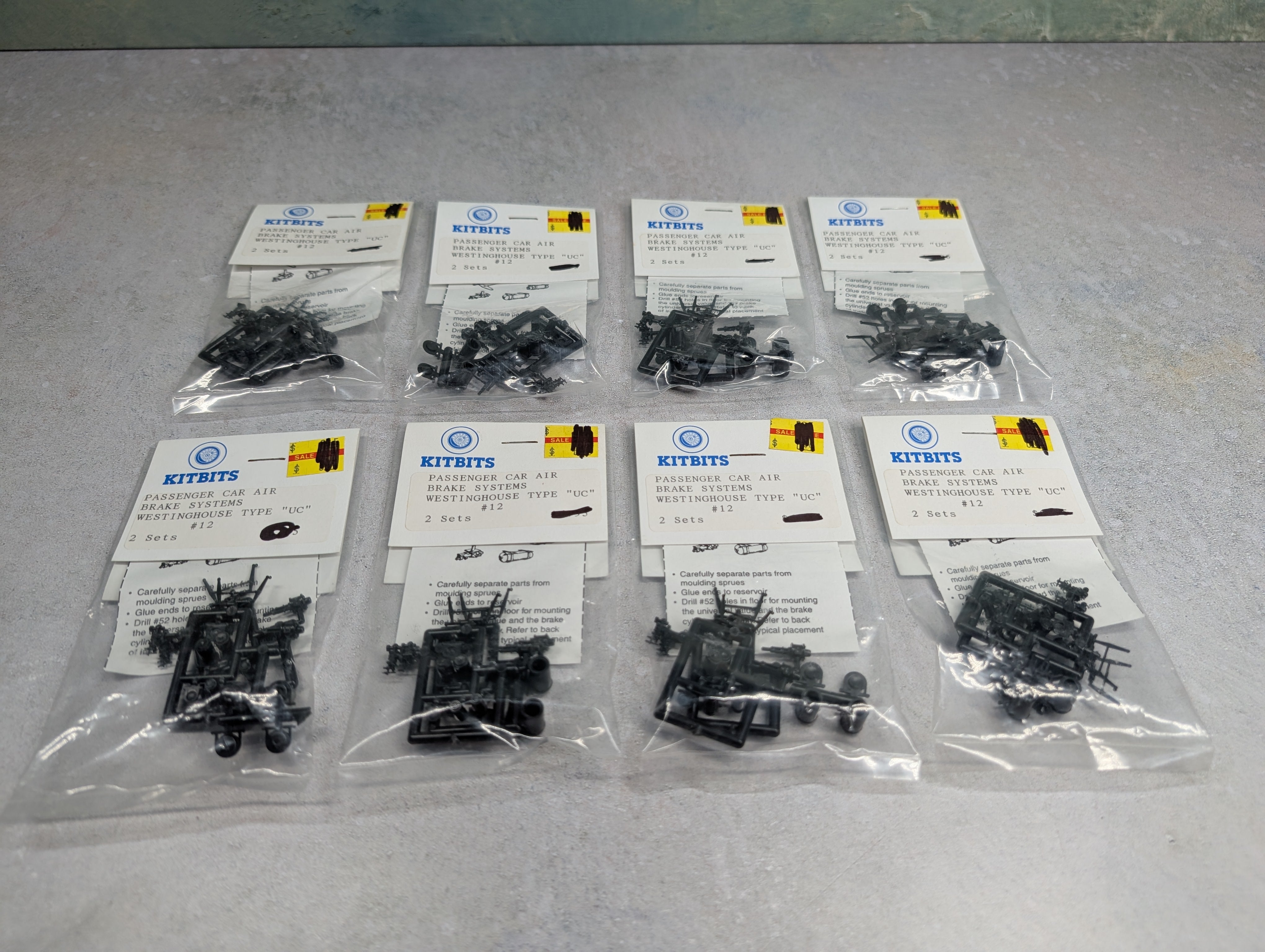 KITBITS 12 HO Scale Passenger Car Air Brake Systems Westinghouse Type "UC", Detail Parts (8 pcs)