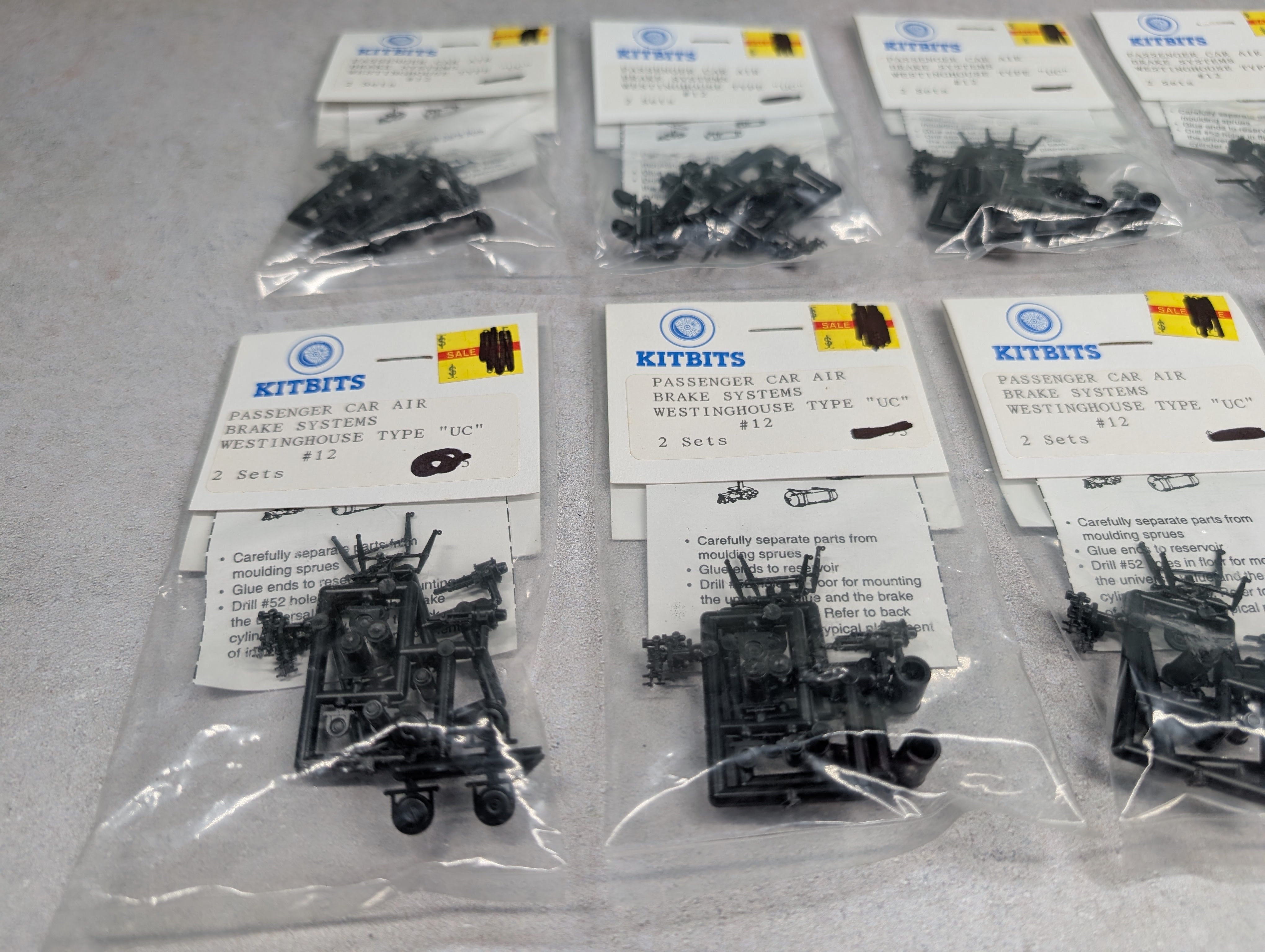KITBITS 12 HO Scale Passenger Car Air Brake Systems Westinghouse Type "UC", Detail Parts (8 pcs)