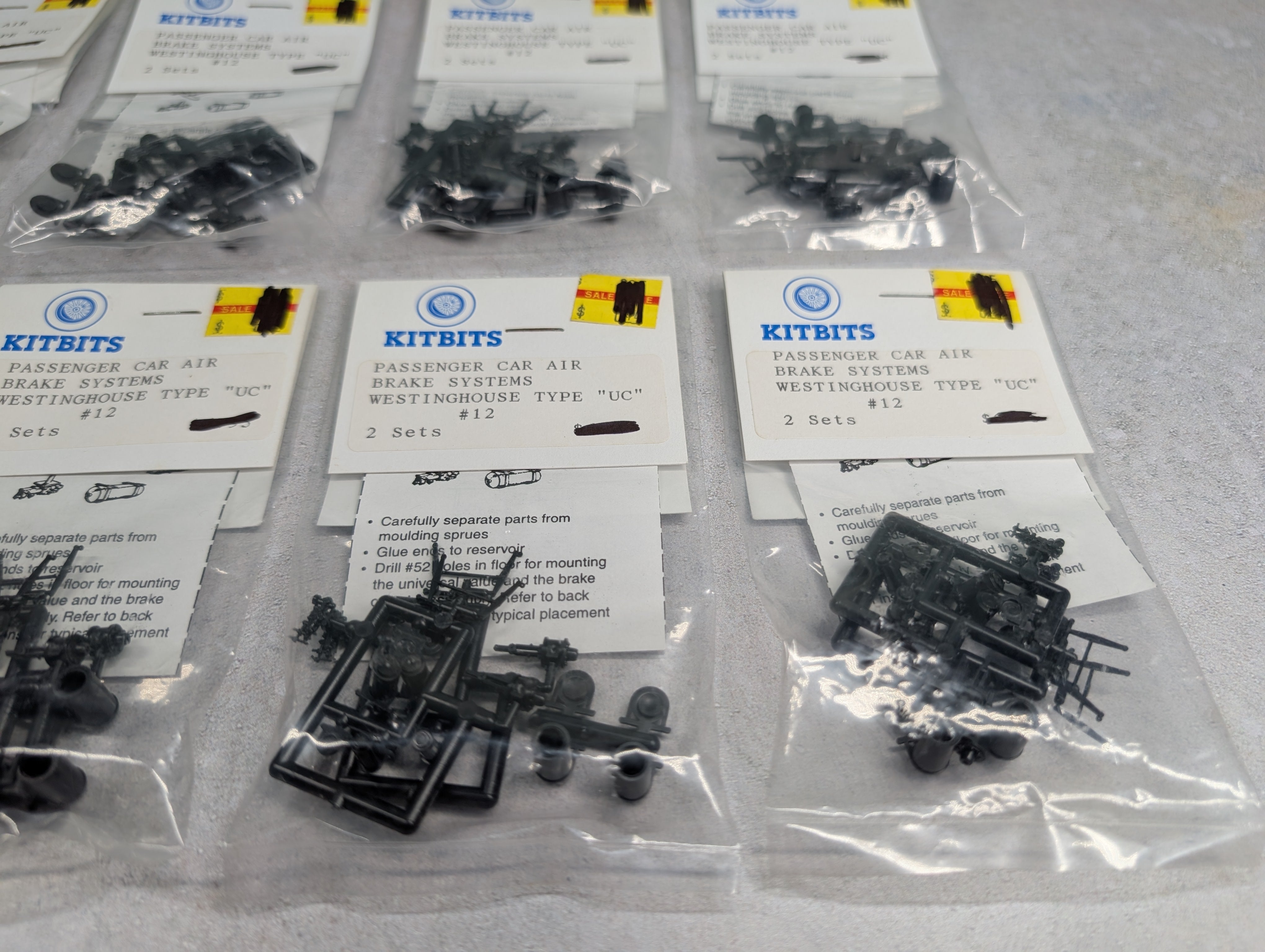 KITBITS 12 HO Scale Passenger Car Air Brake Systems Westinghouse Type "UC", Detail Parts (8 pcs)