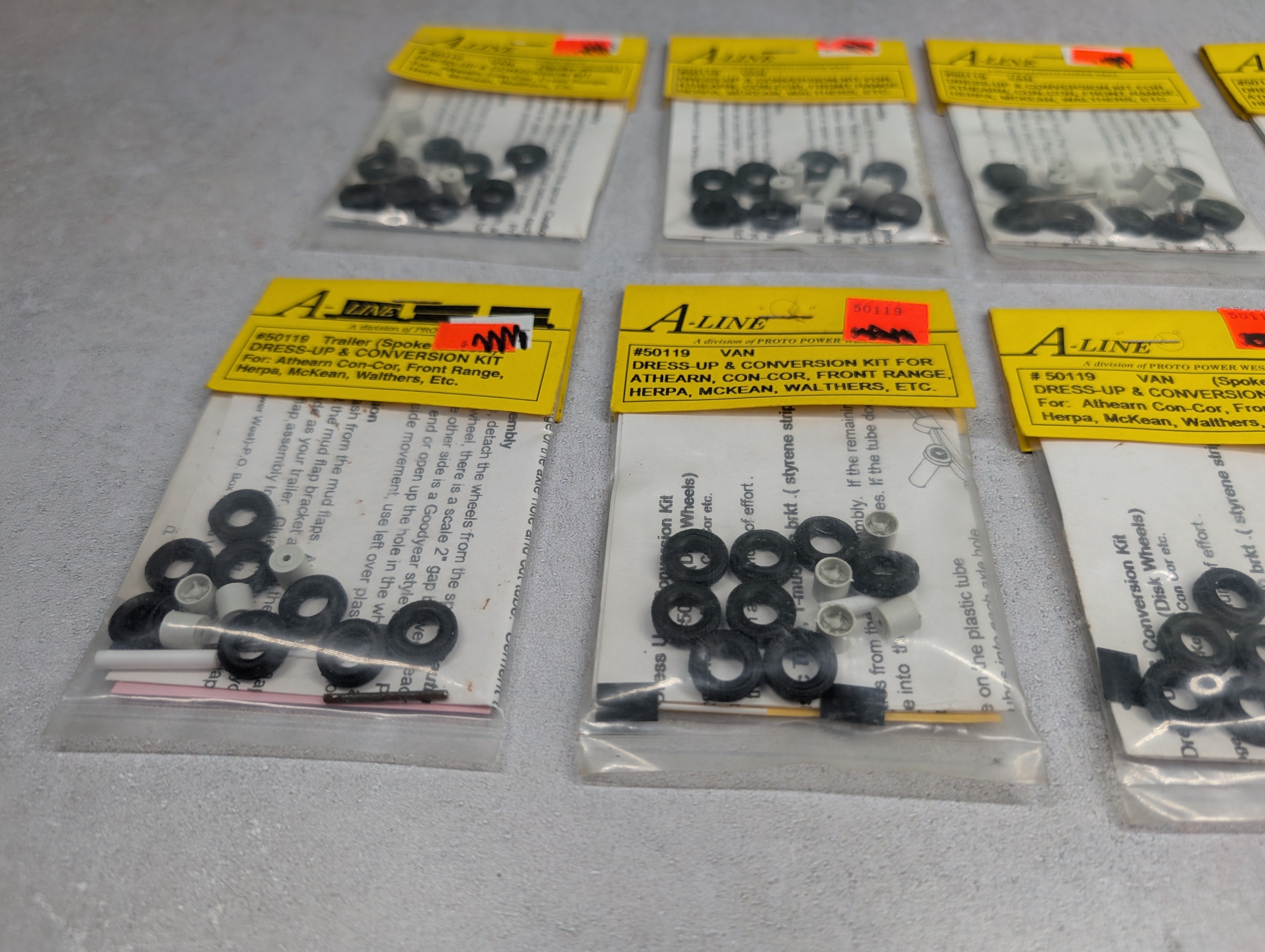 A-Line 50119 HO Scale Lot of Trailer Spoke Wheels Dress-Up & Conversion Kit (8 pcs)