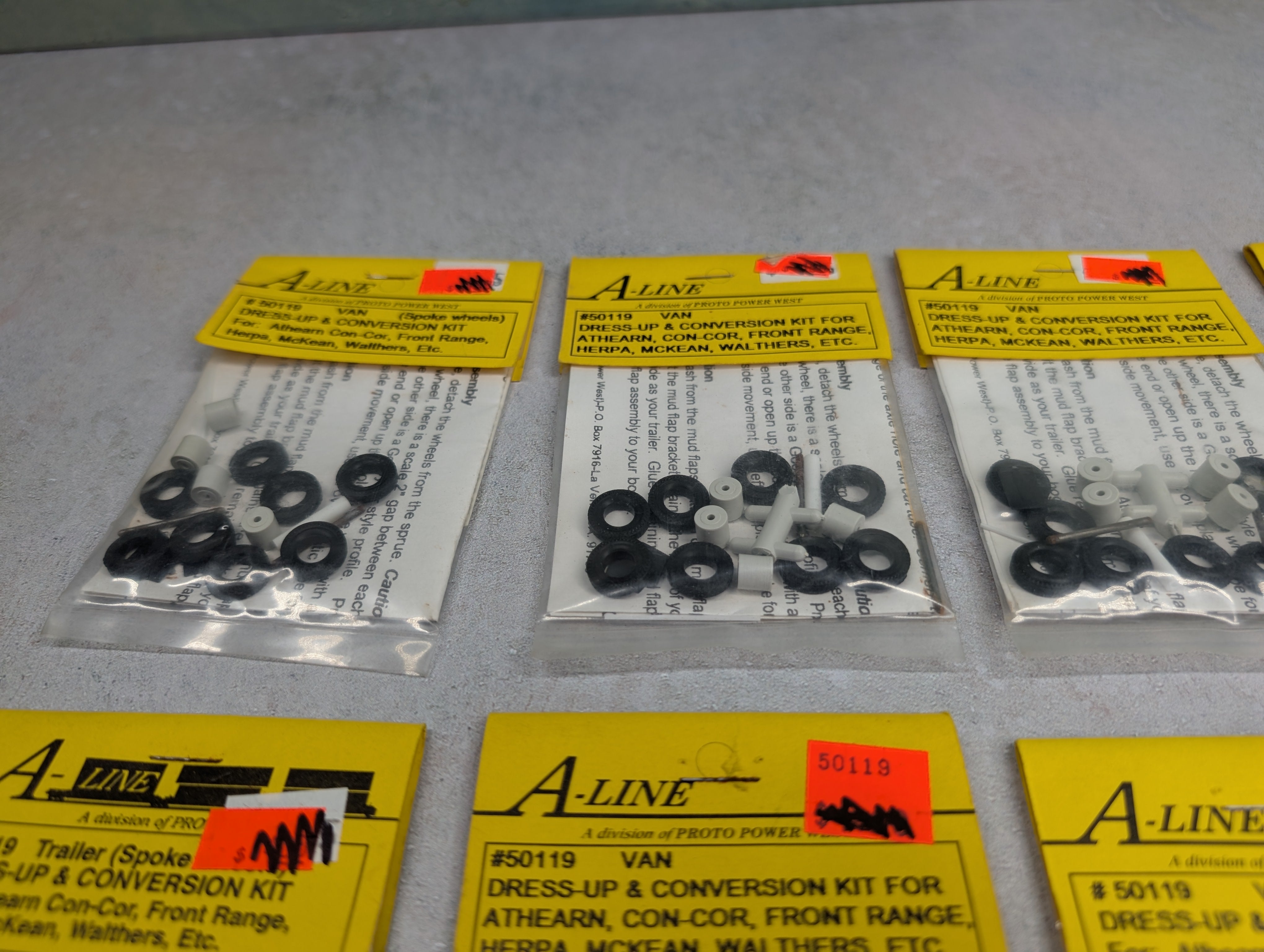 A-Line 50119 HO Scale Lot of Trailer Spoke Wheels Dress-Up & Conversion Kit (8 pcs)