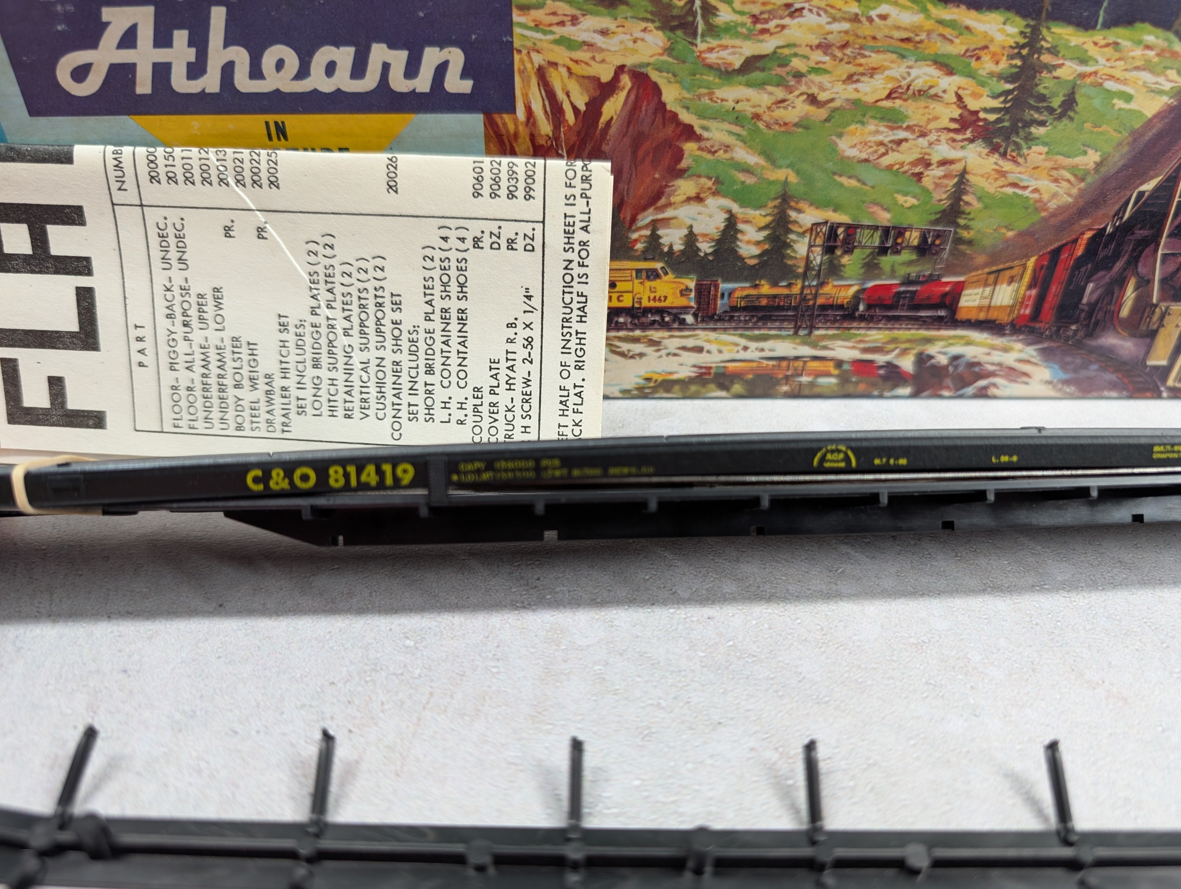 USED Athearn 2017 HO Scale 85' A/P Flat Car Chesapeake and Ohio C&O #81419 KIT